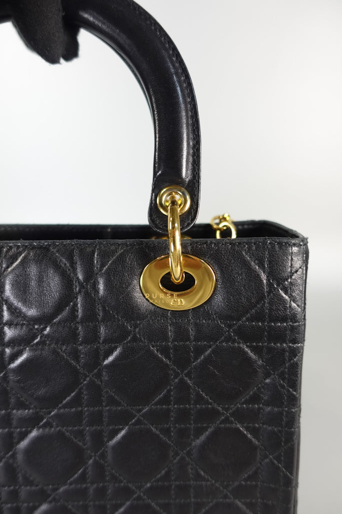 Lady Dior Medium Cannage Black Lambskin Hand Bag | Purse Maison Luxury Bags Shop