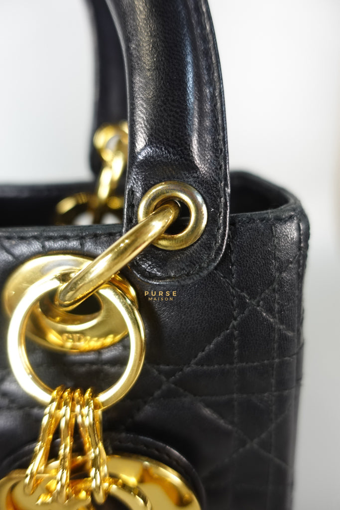 Lady Dior Medium Cannage Black Lambskin Hand Bag | Purse Maison Luxury Bags Shop