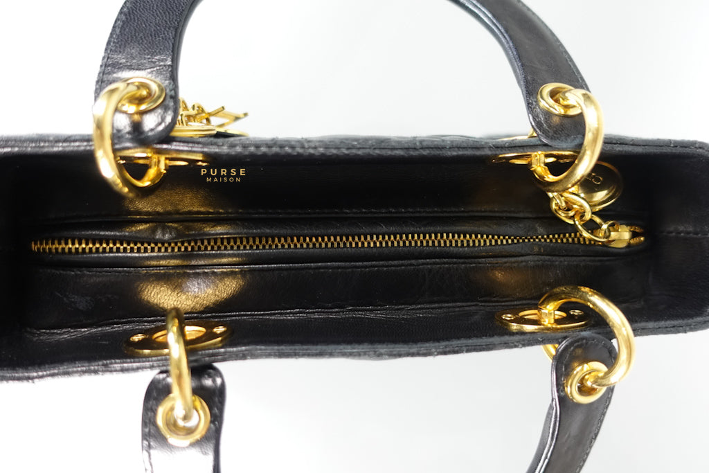 Lady Dior Medium Cannage Black Lambskin Hand Bag | Purse Maison Luxury Bags Shop