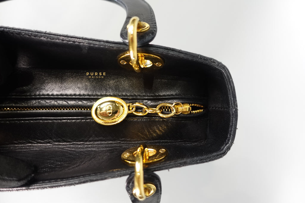 Lady Dior Medium Cannage Black Lambskin Hand Bag | Purse Maison Luxury Bags Shop