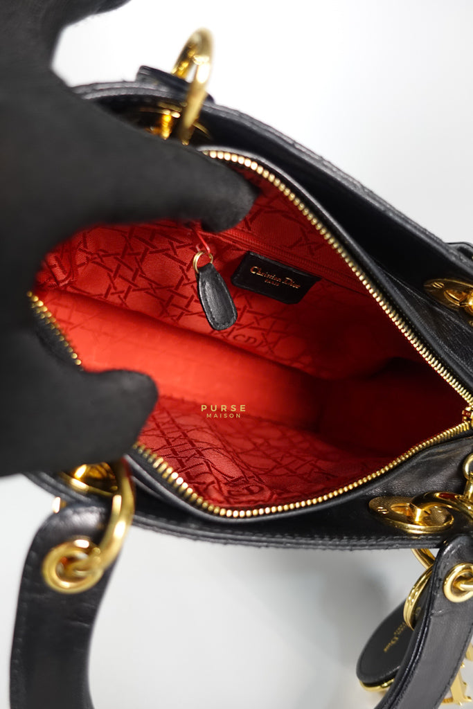 Lady Dior Medium Cannage Black Lambskin Hand Bag | Purse Maison Luxury Bags Shop