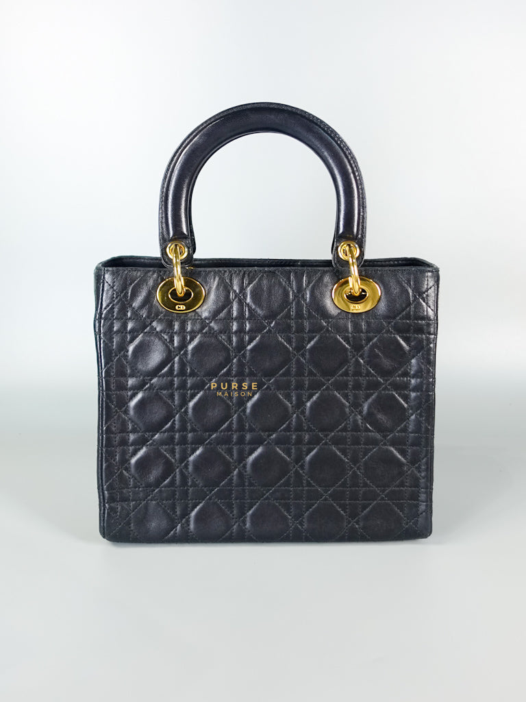 Lady Dior Medium Cannage Black Lambskin Hand Bag | Purse Maison Luxury Bags Shop