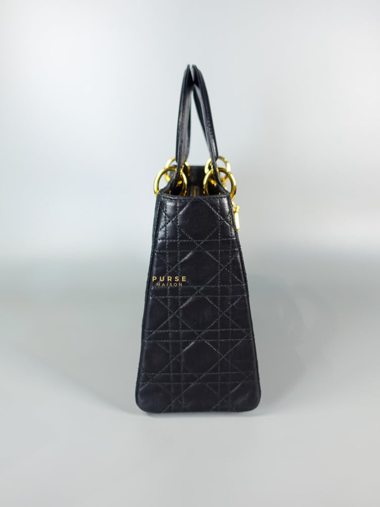 Lady Dior Medium Cannage Black Lambskin Hand Bag | Purse Maison Luxury Bags Shop