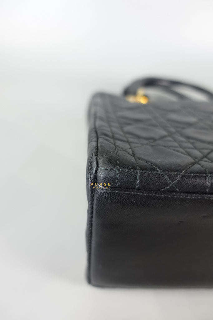 Lady Dior Medium Cannage Black Lambskin Hand Bag | Purse Maison Luxury Bags Shop