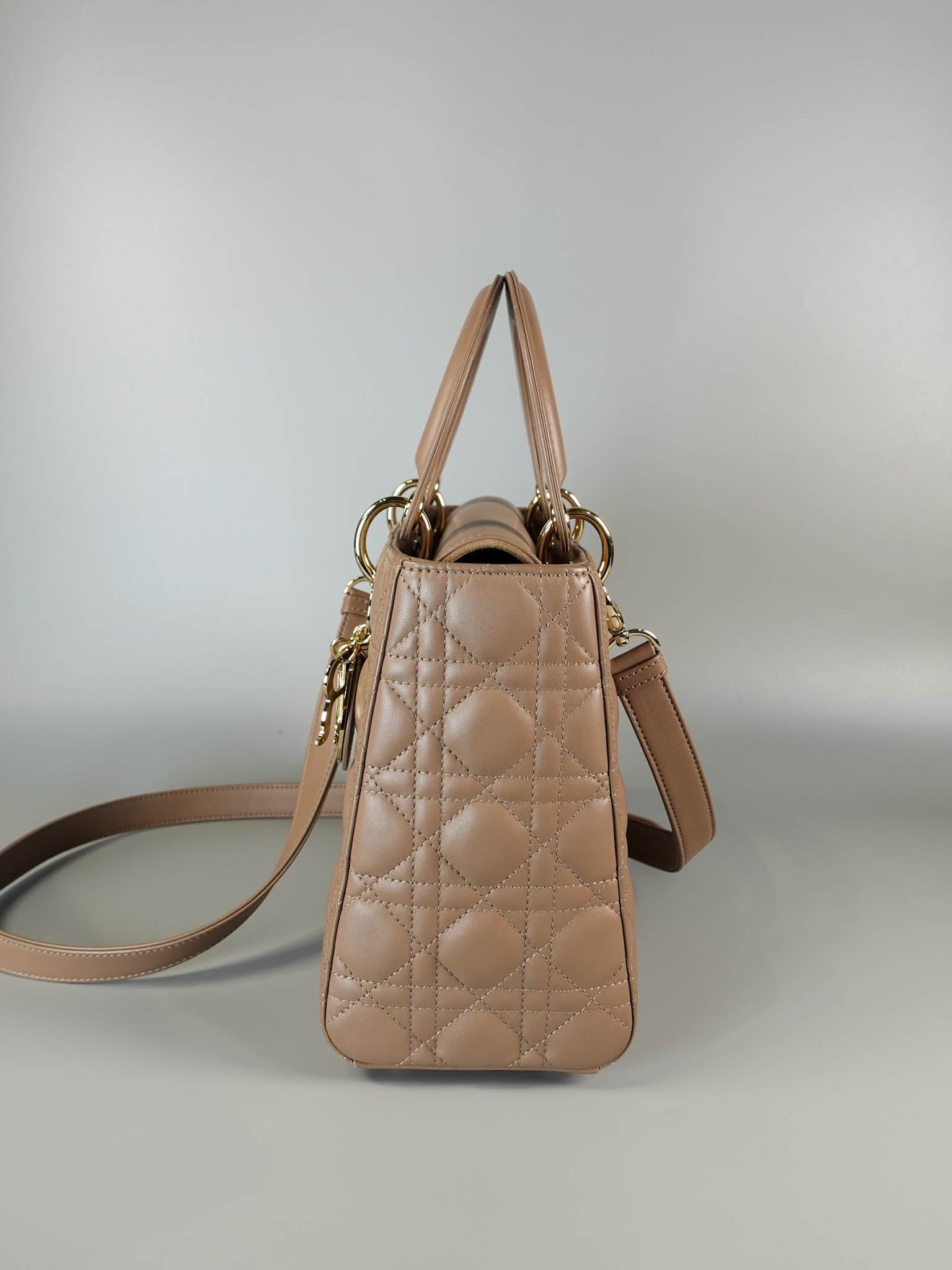 Lady Dior Medium Cannage Quilt Lambskin Hand Bag (Blush Pink) | Purse Maison Luxury Bags Shop