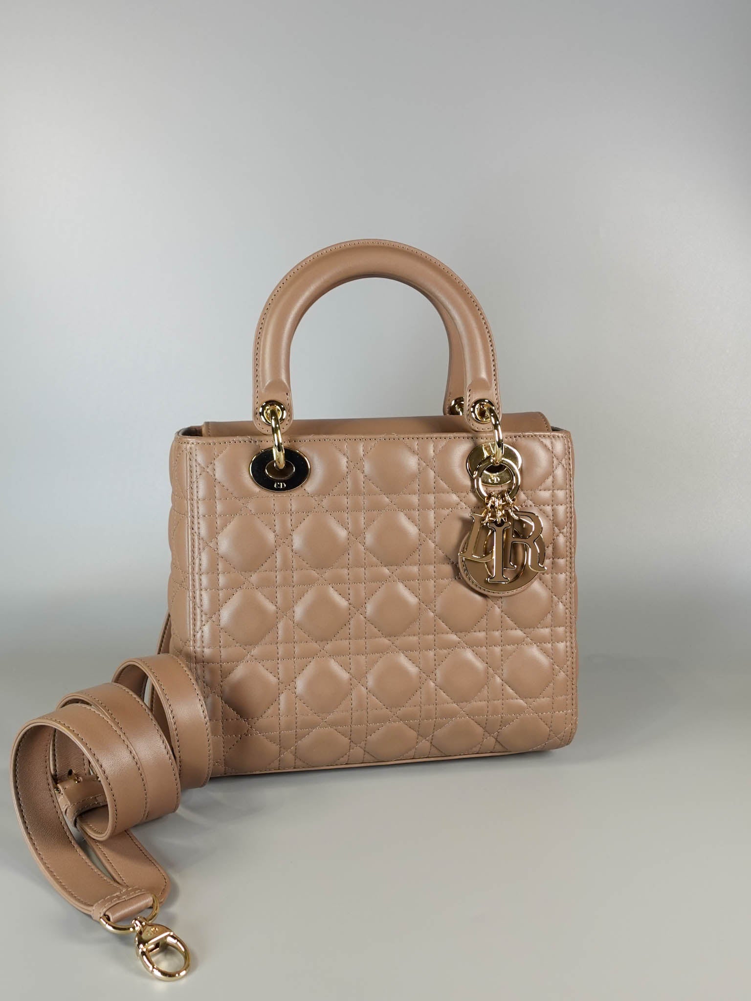 Lady Dior Medium Cannage Quilt Lambskin Hand Bag (Blush Pink) | Purse Maison Luxury Bags Shop