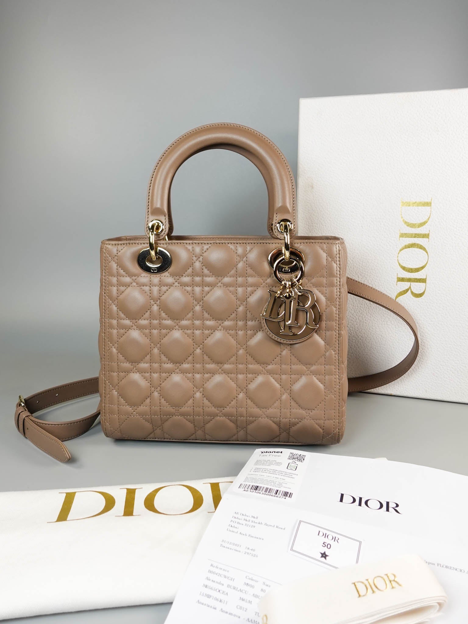 Lady Dior Medium Cannage Quilt Lambskin Hand Bag (Blush Pink) | Purse Maison Luxury Bags Shop