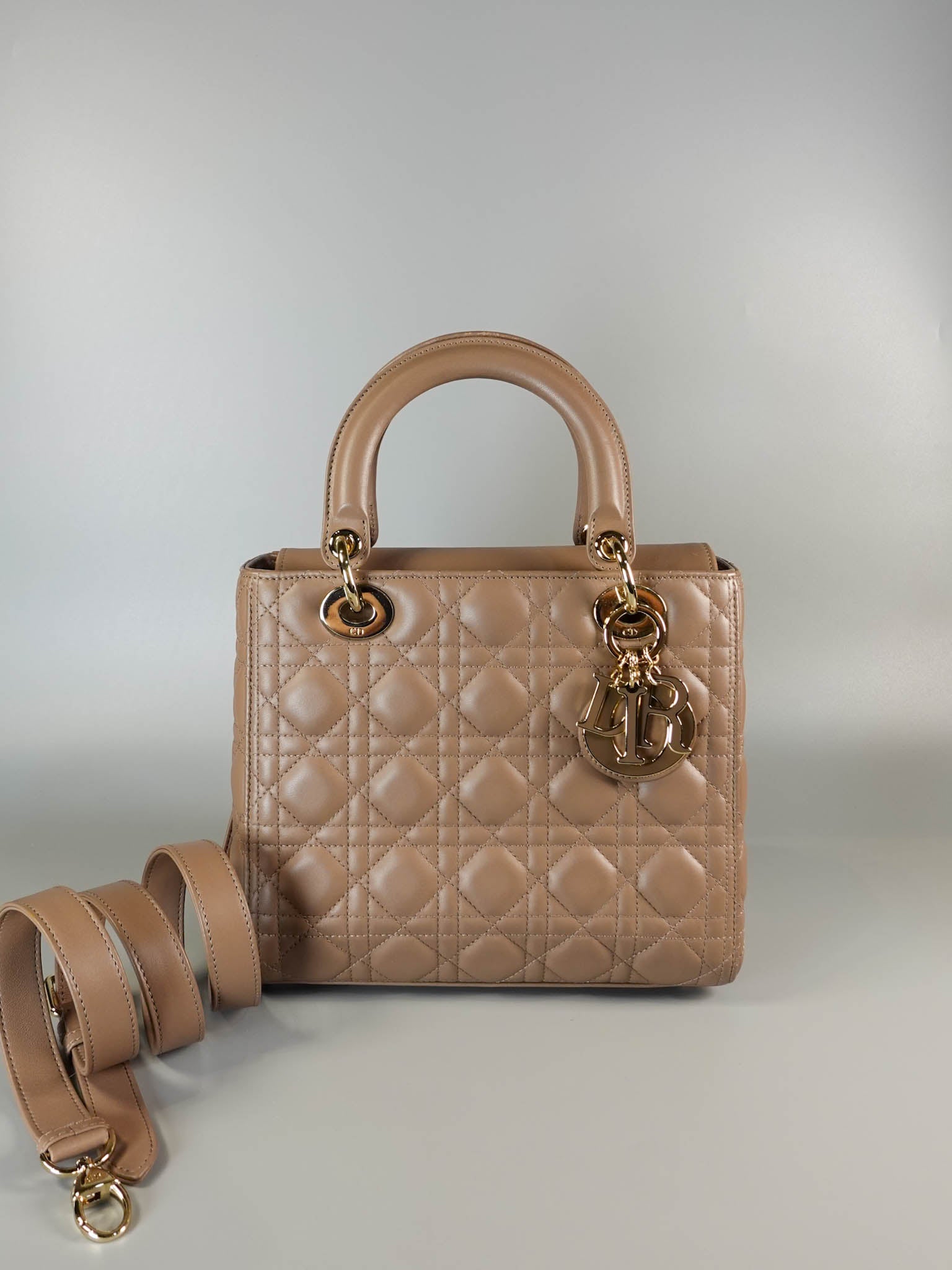 Lady Dior Medium Cannage Quilt Lambskin Hand Bag (Blush Pink) | Purse Maison Luxury Bags Shop