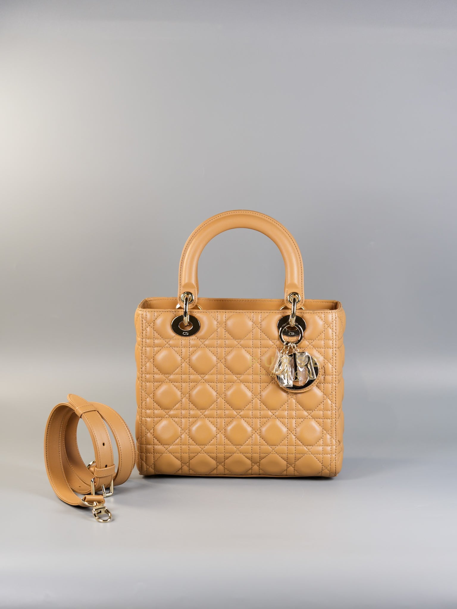 Lady Dior Medium in Biscuit Lambskin Leather & Light Gold Hardware | Purse Maison Luxury Bags Shop