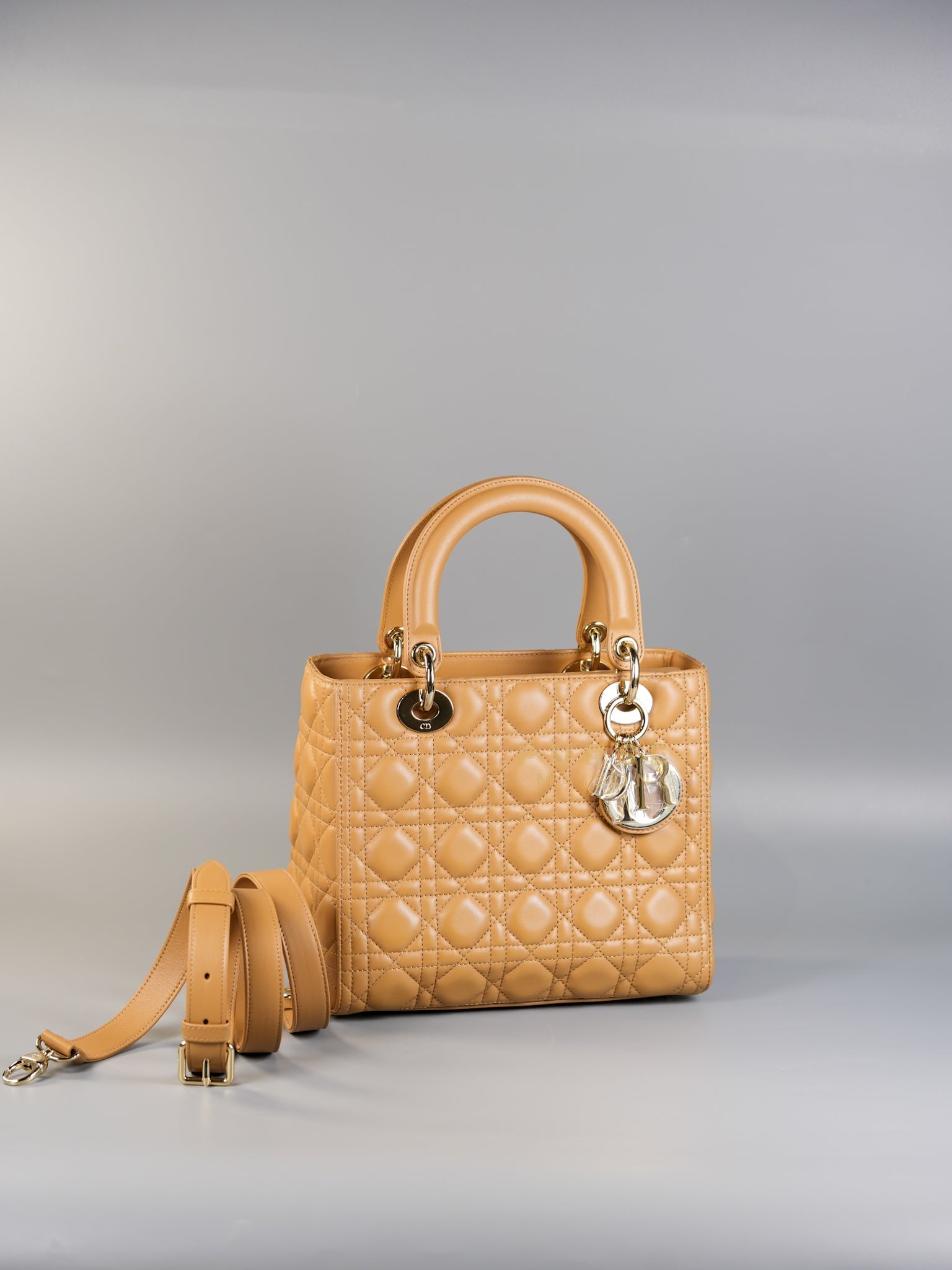 Lady Dior Medium in Biscuit Lambskin Leather & Light Gold Hardware | Purse Maison Luxury Bags Shop