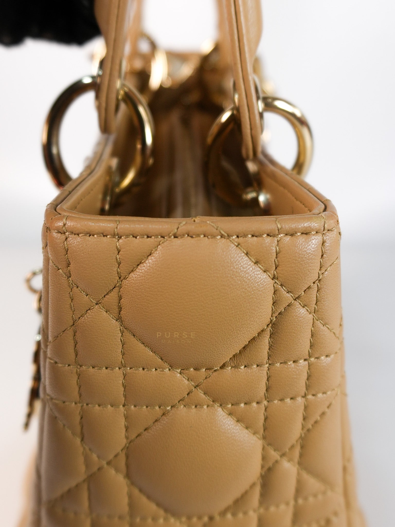 Lady Dior Medium in Biscuit Lambskin Leather | Purse Maison Luxury Bags Shop