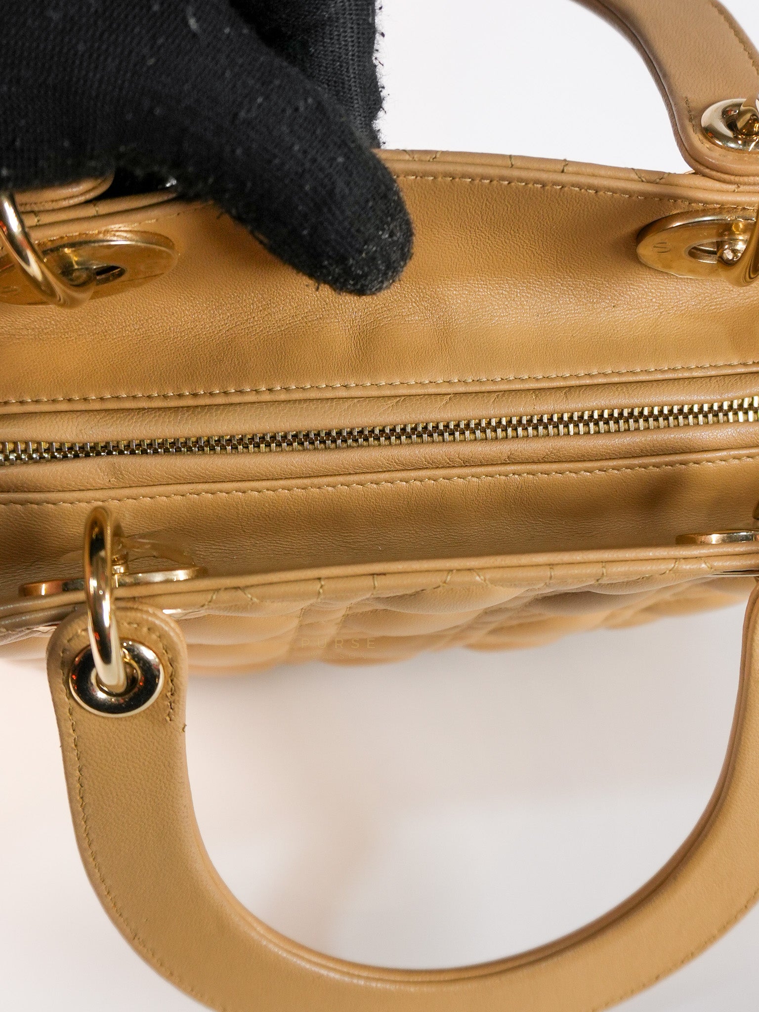Lady Dior Medium in Biscuit Lambskin Leather | Purse Maison Luxury Bags Shop
