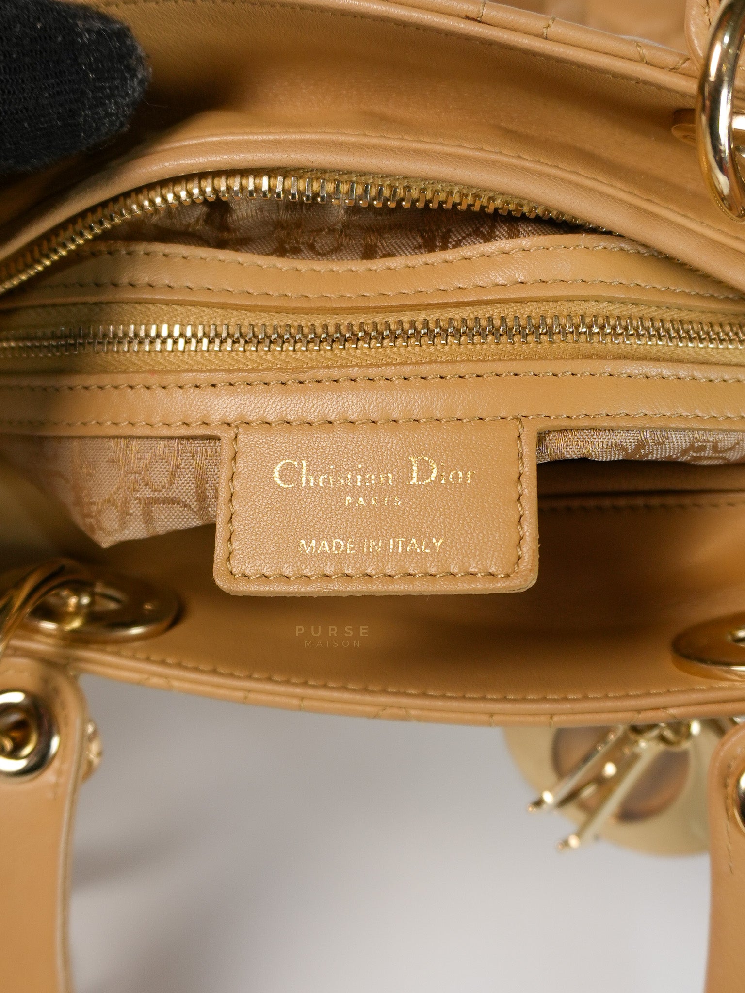 Lady Dior Medium in Biscuit Lambskin Leather | Purse Maison Luxury Bags Shop