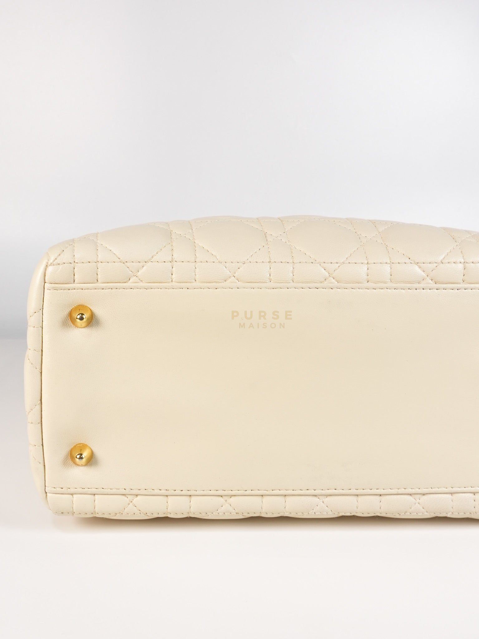 Lady Dior Medium in Cream Cannage Lambskin Leather and Gold Hardware | Purse Maison Luxury Bags Shop