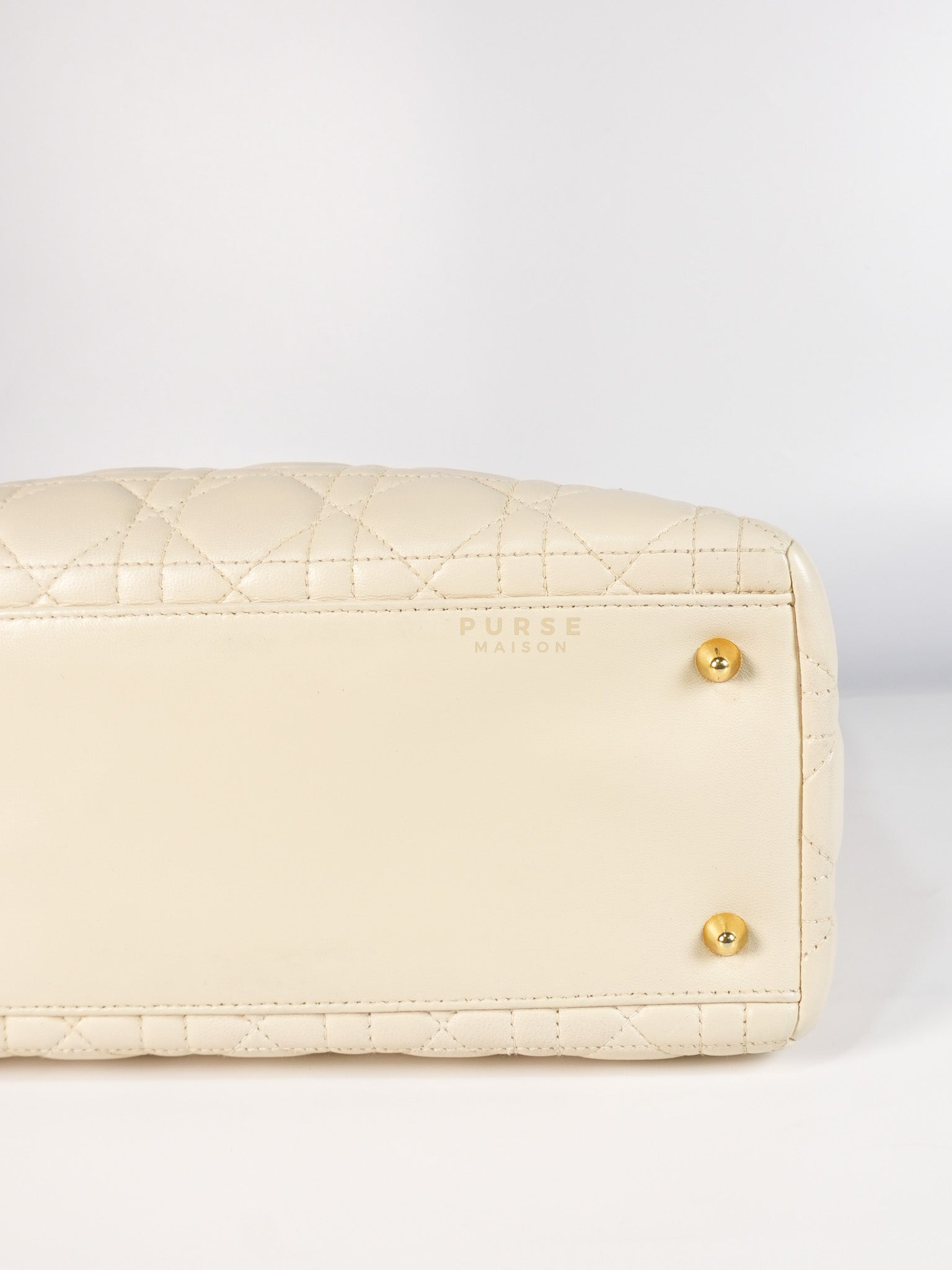 Lady Dior Medium in Cream Cannage Lambskin Leather and Gold Hardware | Purse Maison Luxury Bags Shop