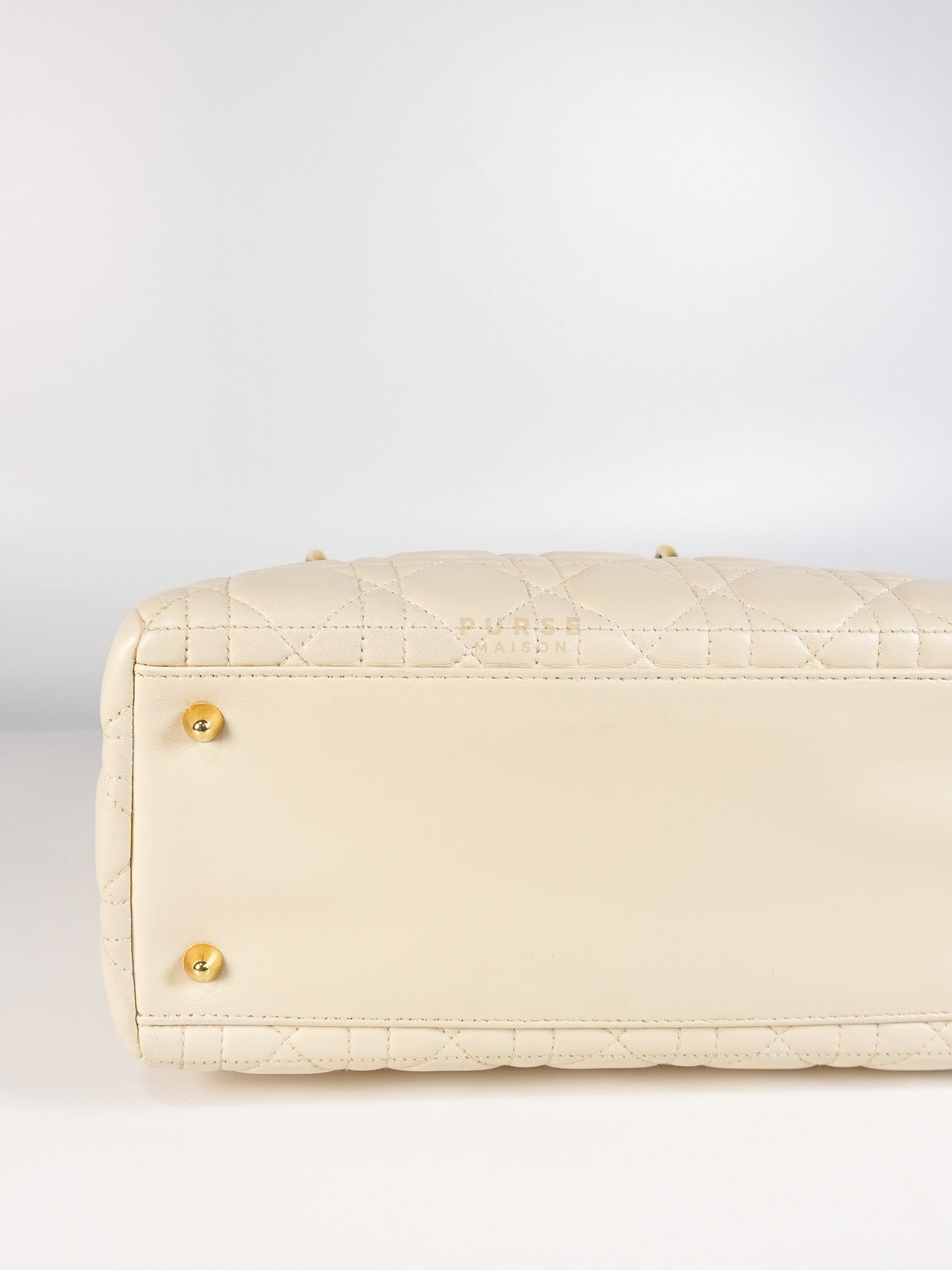 Lady Dior Medium in Cream Cannage Lambskin Leather and Gold Hardware | Purse Maison Luxury Bags Shop