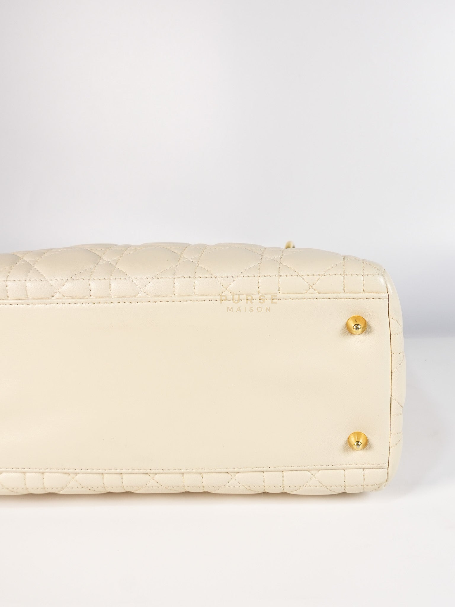 Lady Dior Medium in Cream Cannage Lambskin Leather and Gold Hardware | Purse Maison Luxury Bags Shop