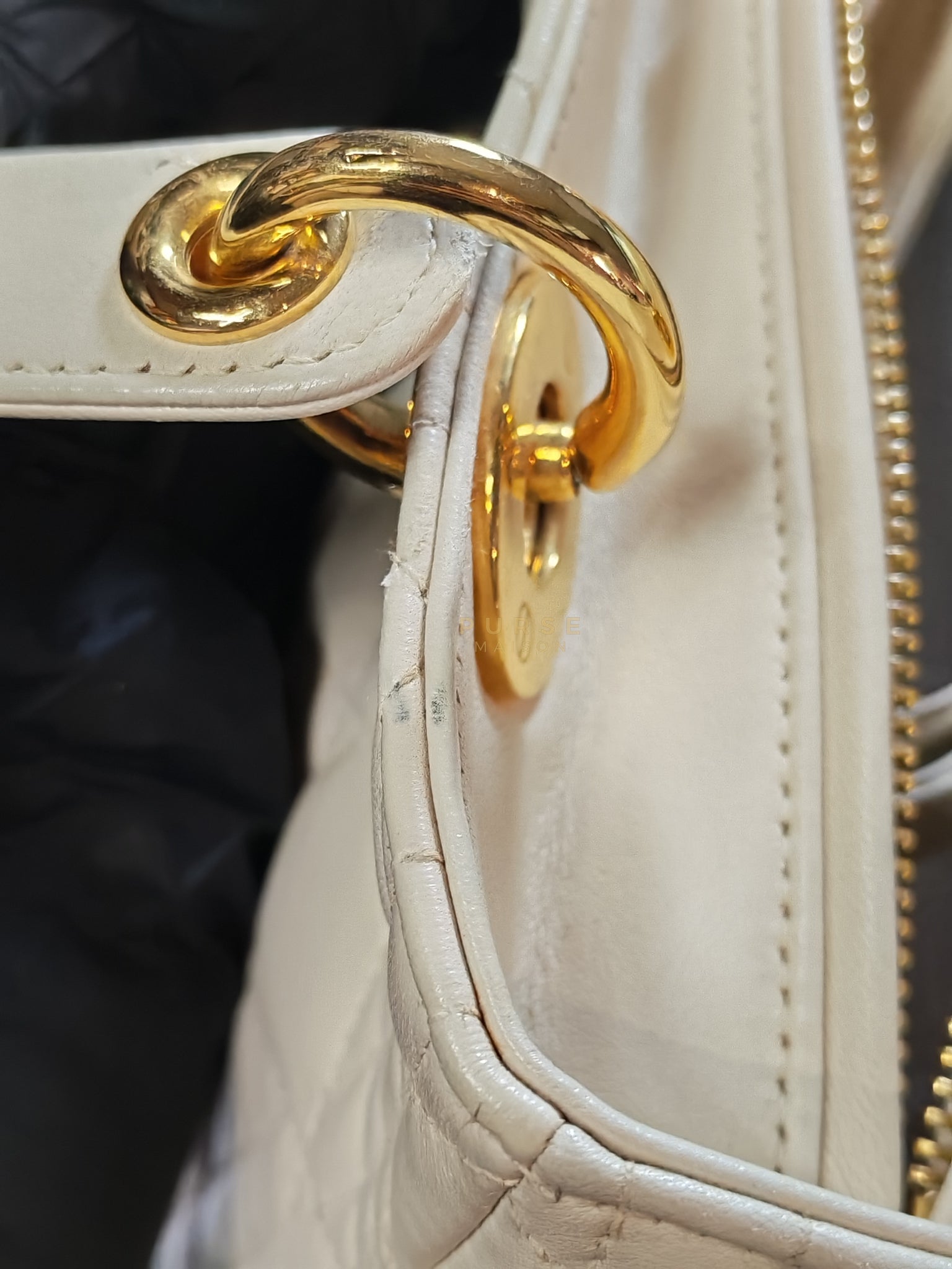 Lady Dior Medium in Cream Cannage Lambskin Leather and Gold Hardware | Purse Maison Luxury Bags Shop