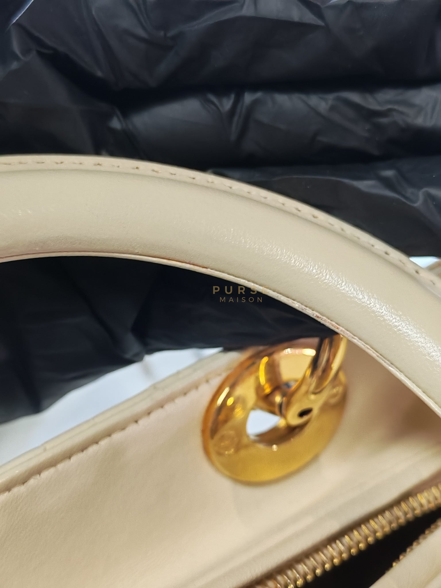 Lady Dior Medium in Cream Cannage Lambskin Leather and Gold Hardware | Purse Maison Luxury Bags Shop