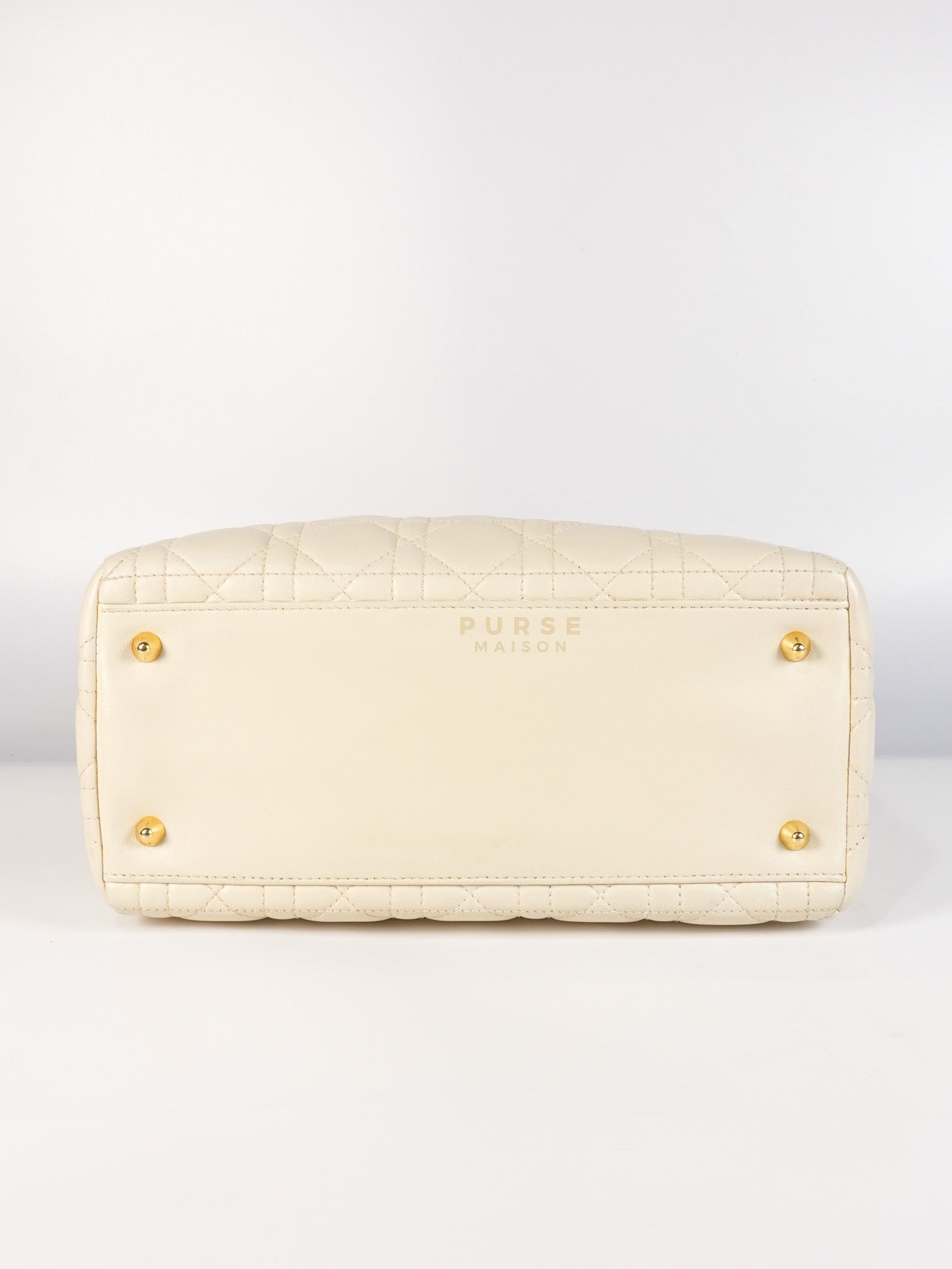 Lady Dior Medium in Cream Cannage Lambskin Leather and Gold Hardware | Purse Maison Luxury Bags Shop