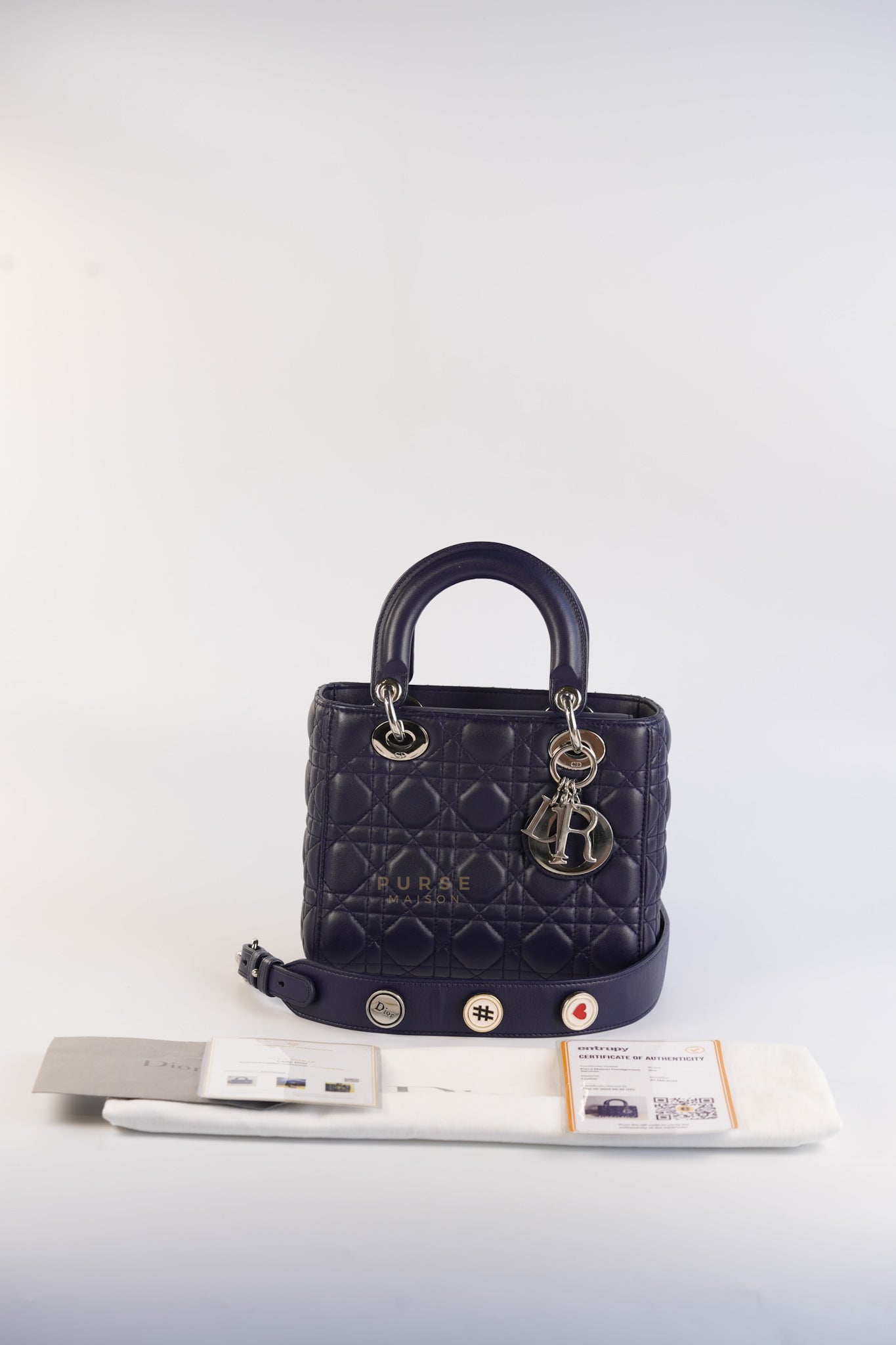 Lady Dior Medium in Navy Blue Cannage Lambskin Leather | Purse Maison Luxury Bags Shop