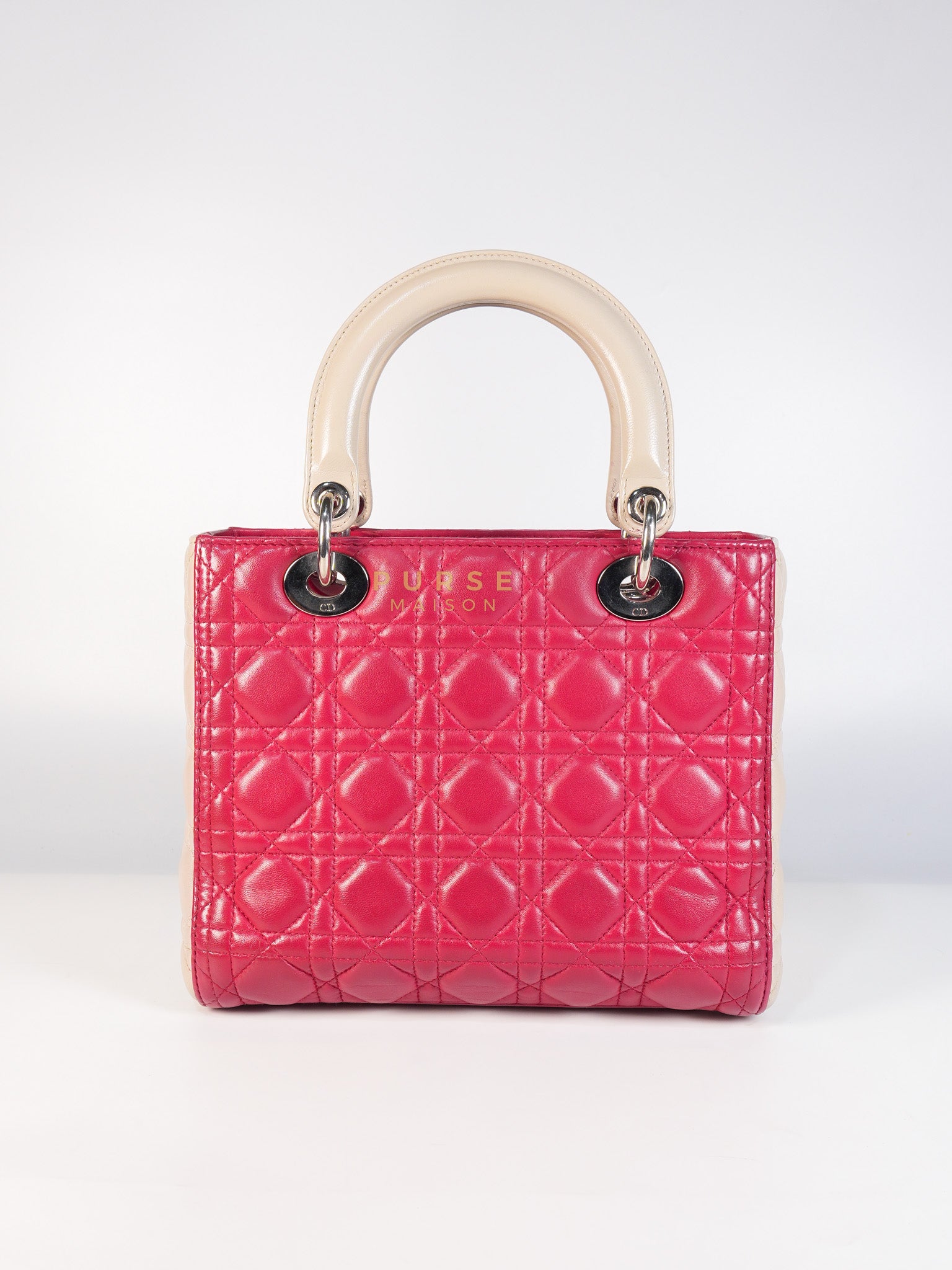 Lady Dior Medium in Rose Sorbet Quilted Cannage Leather & Silver Hardware | Purse Maison Luxury Bags Shop
