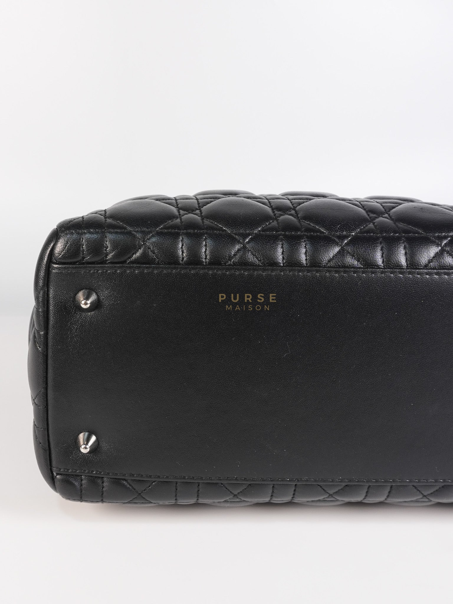Lady Dior Medium Vintage In Black Cannage Lambskin Leather and Silver Hardware | Purse Maison Luxury Bags Shop