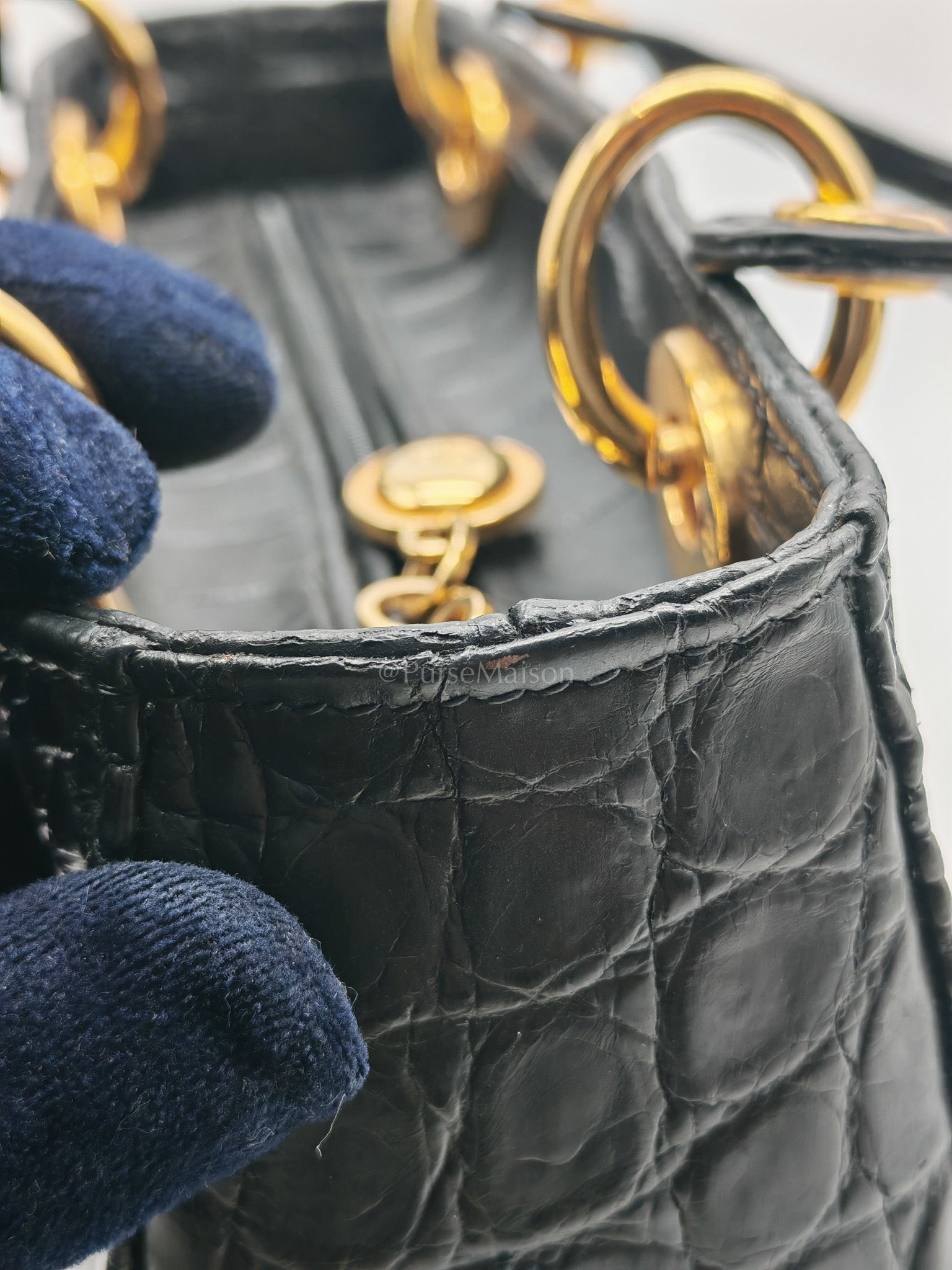 Lady Dior Medium Vintage in Matte Crocodile Leather Handbag | Purse Maison Luxury Bags Shop