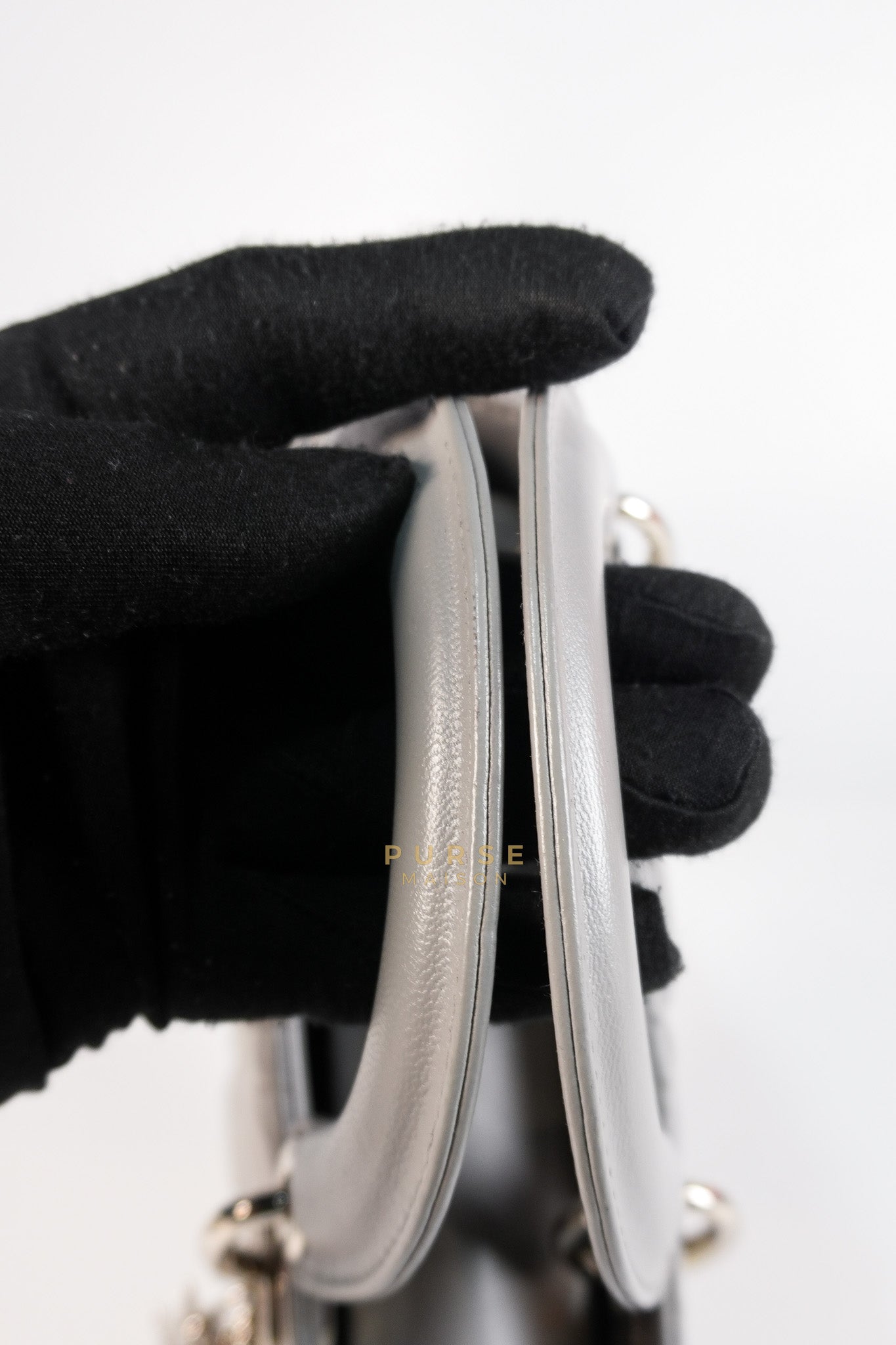 Lady Dior Mini Bag in Gray Quilted Leather & Silver Hardware | Purse Maison Luxury Bags Shop