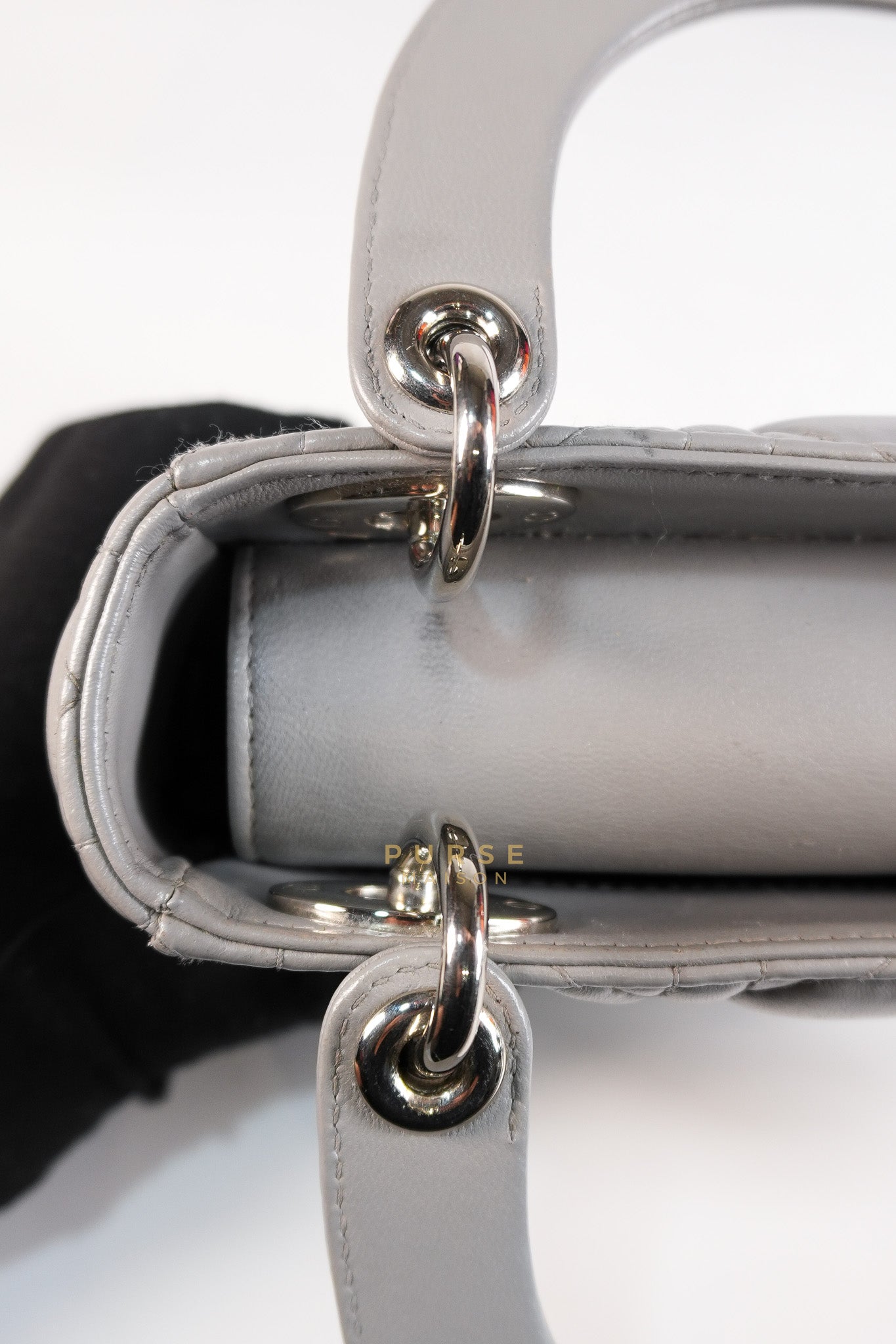 Lady Dior Mini Bag in Gray Quilted Leather & Silver Hardware | Purse Maison Luxury Bags Shop