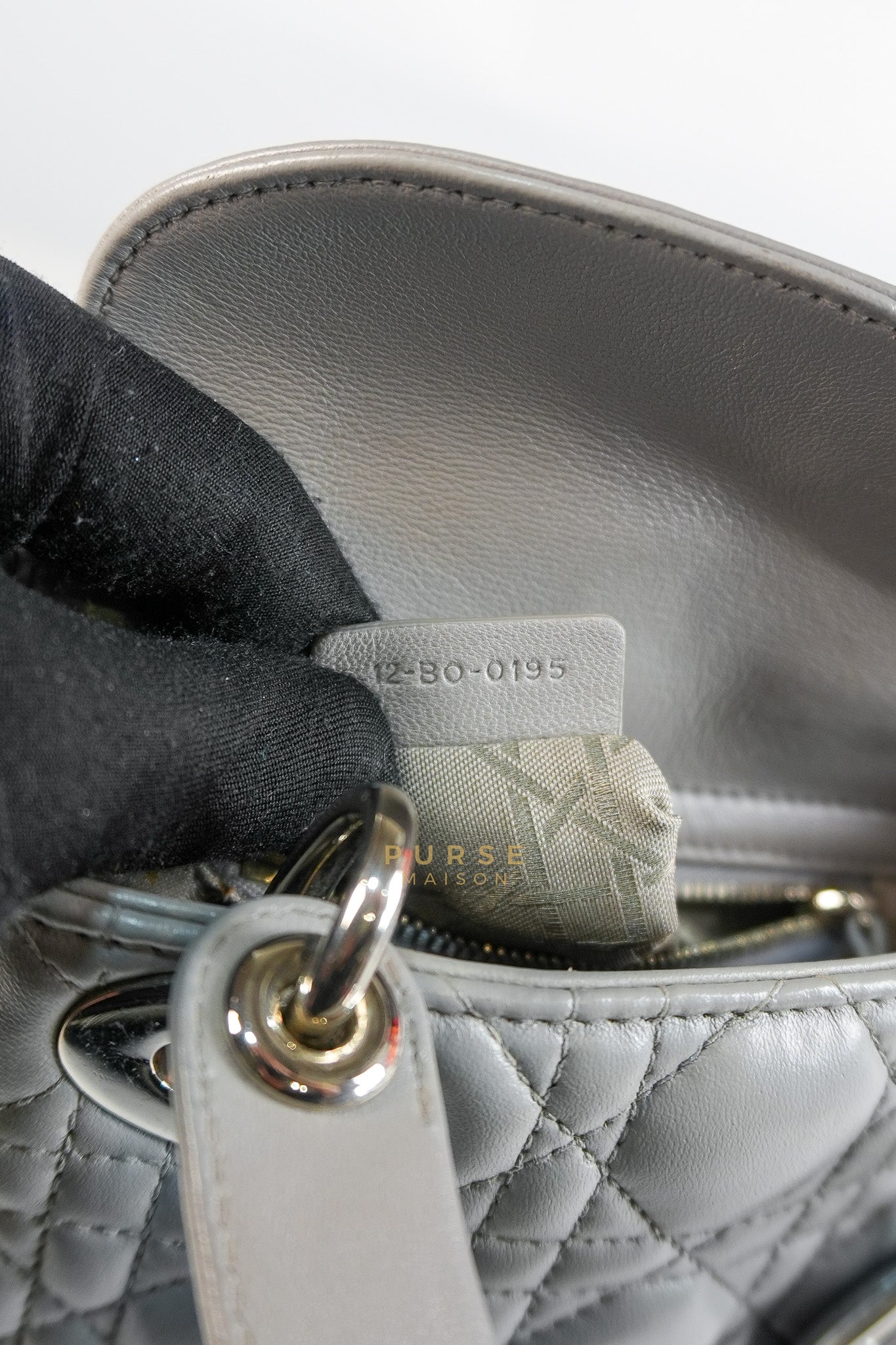Lady Dior Mini Bag in Gray Quilted Leather & Silver Hardware | Purse Maison Luxury Bags Shop
