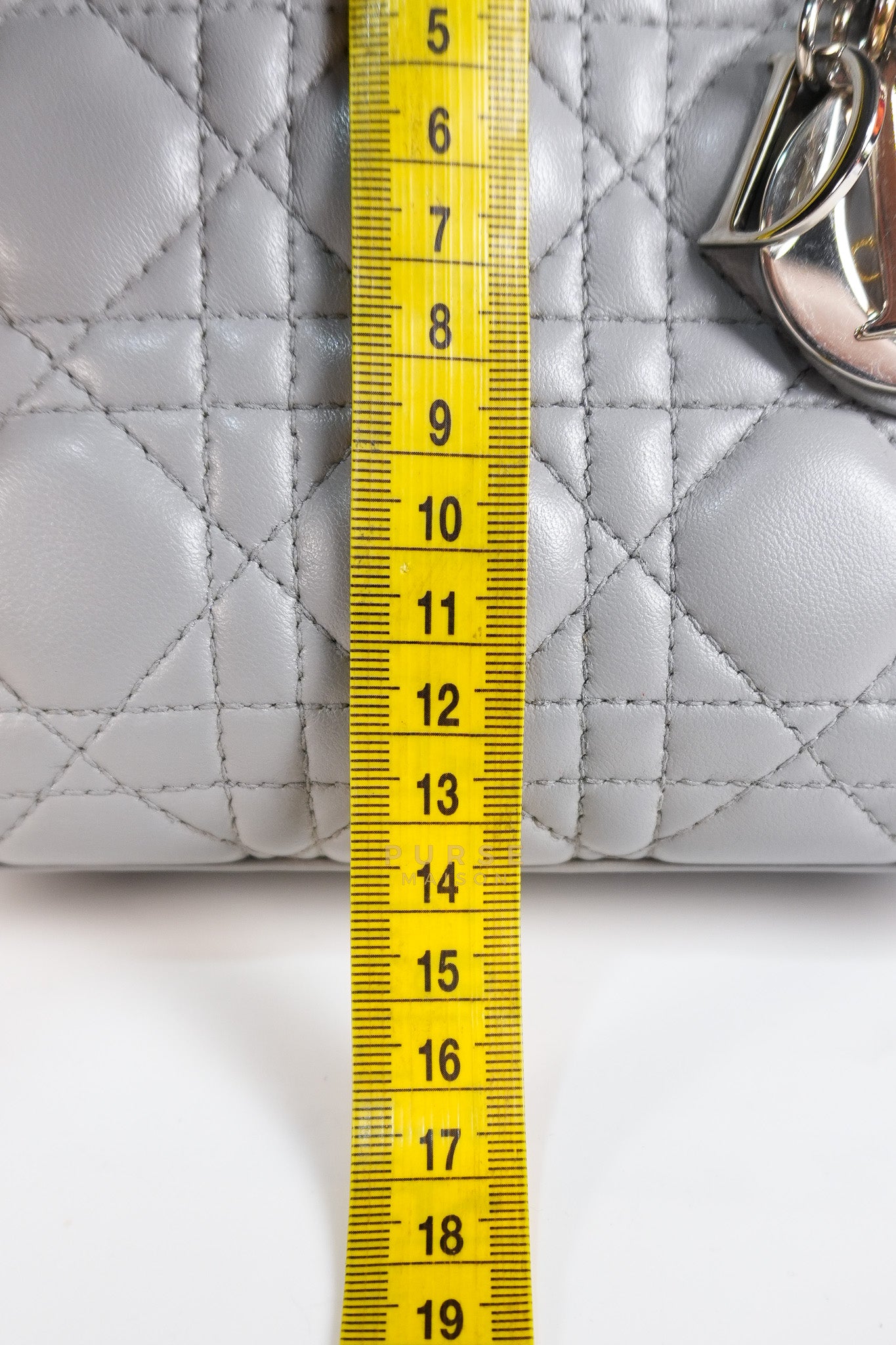 Lady Dior Mini Bag in Gray Quilted Leather & Silver Hardware | Purse Maison Luxury Bags Shop