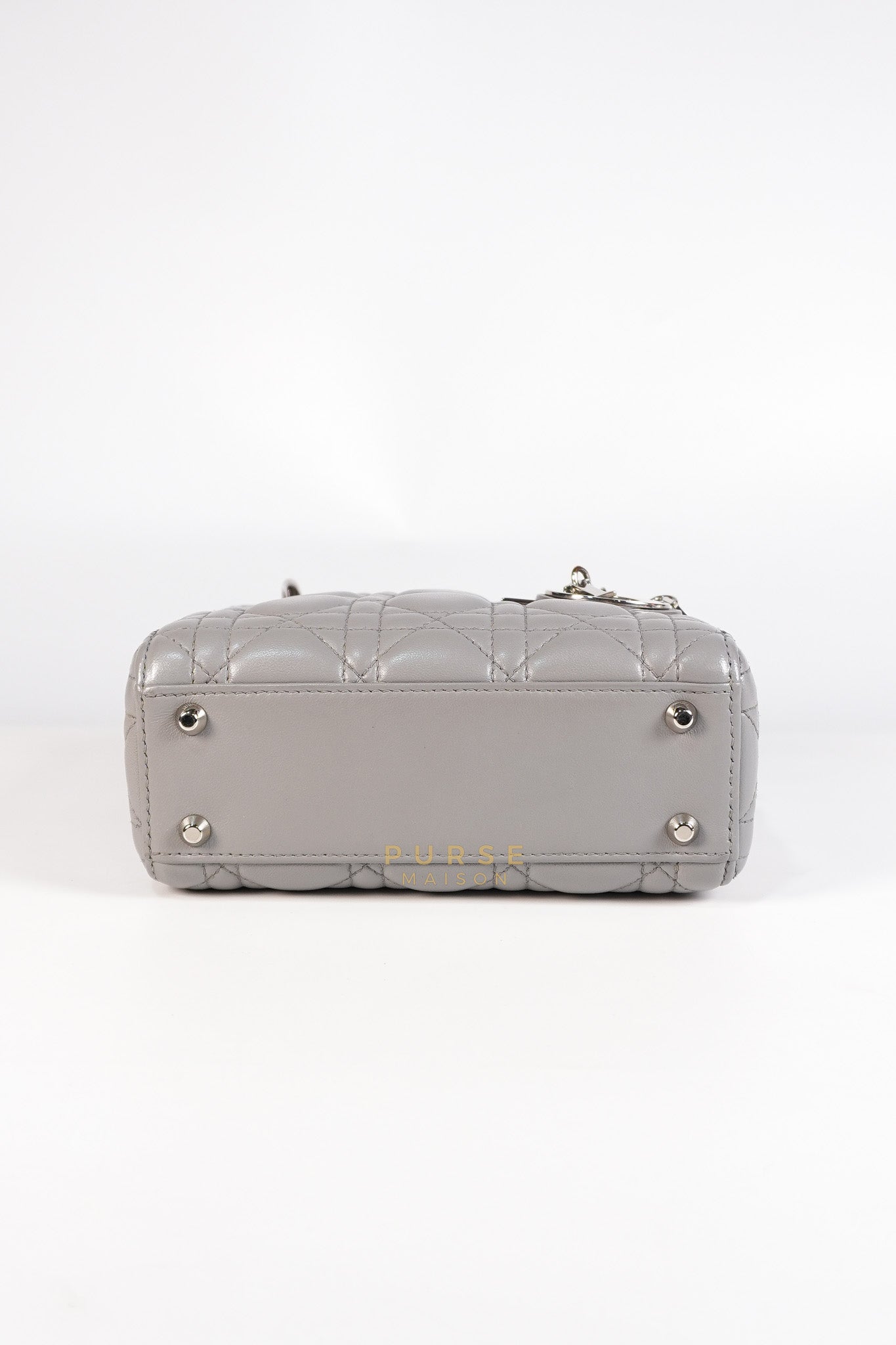 Lady Dior Mini Bag in Gray Quilted Leather & Silver Hardware | Purse Maison Luxury Bags Shop