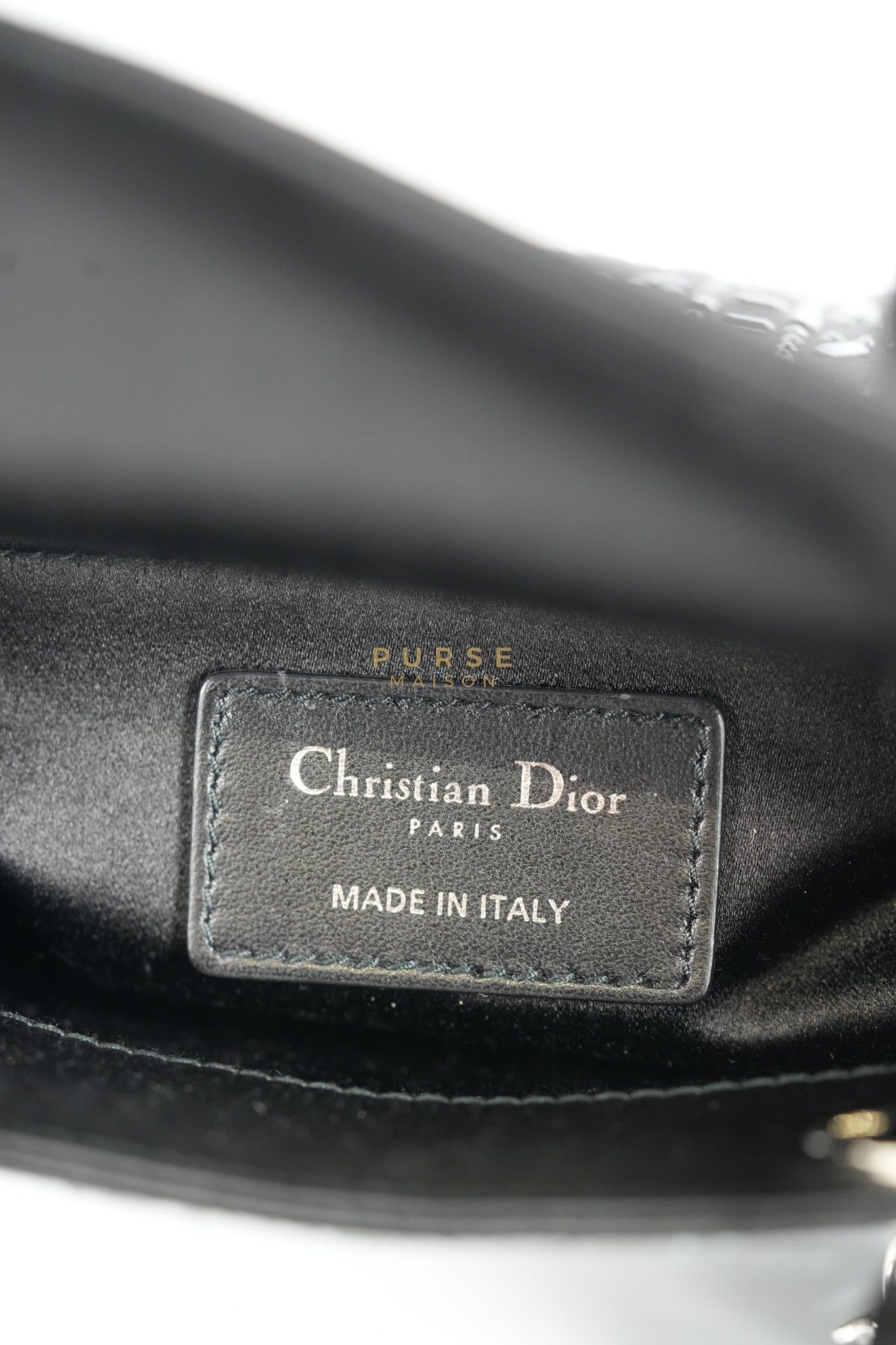 Lady Dior Mini Black in Strass Cannage Satin and Silver Hardware | Purse Maison Luxury Bags Shop