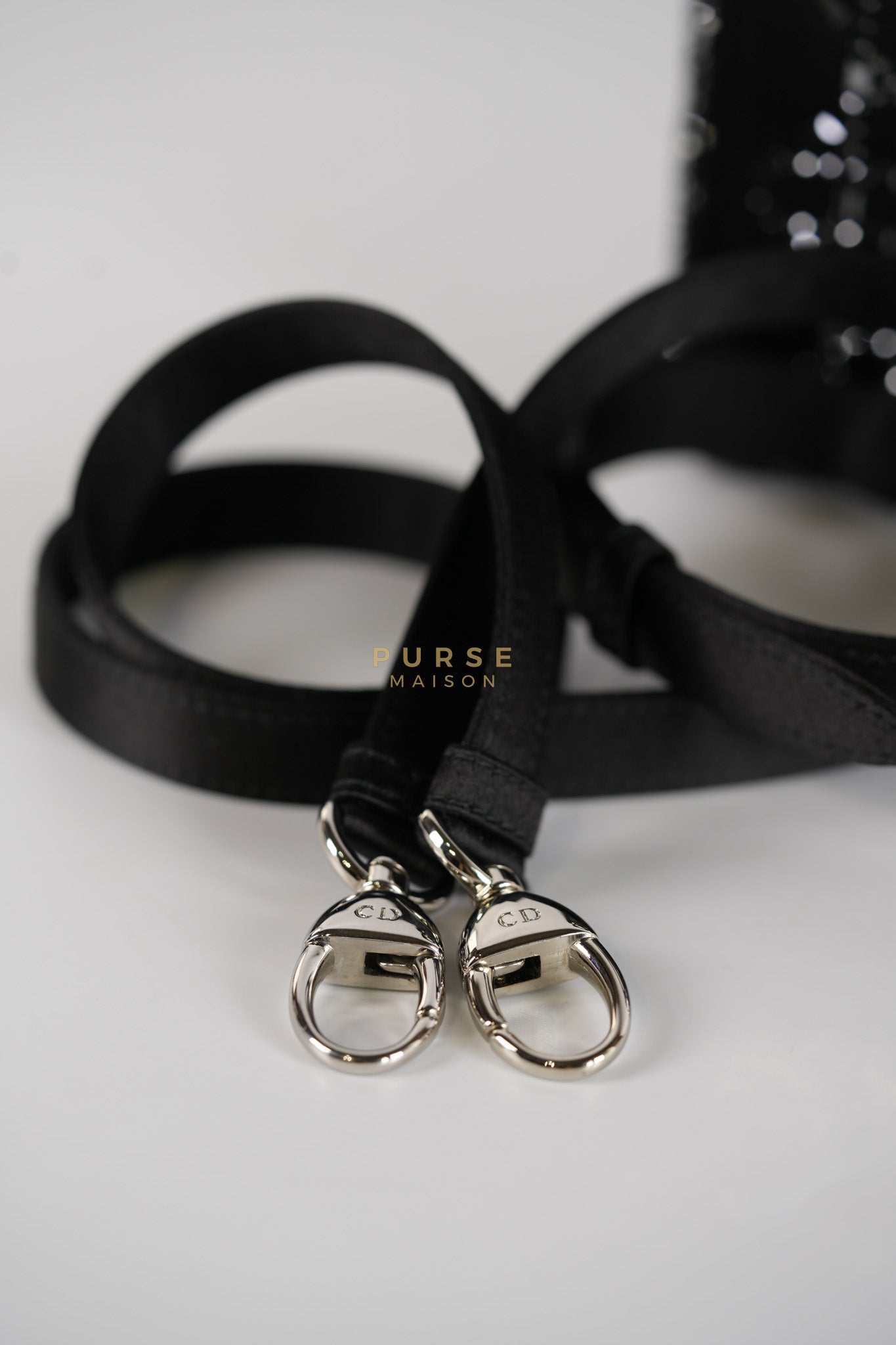Lady Dior Mini Black in Strass Cannage Satin and Silver Hardware | Purse Maison Luxury Bags Shop