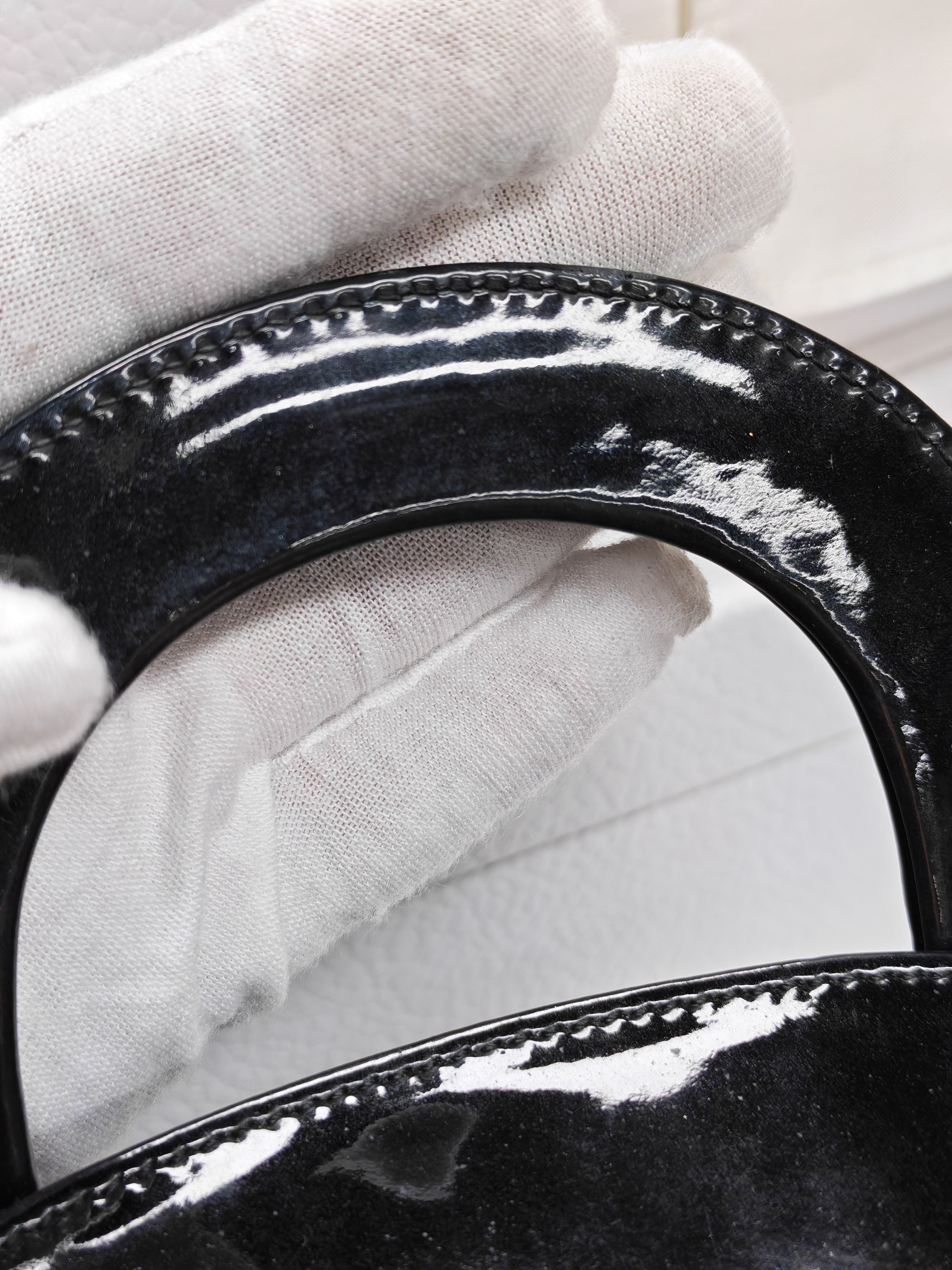 Lady Dior Mini in Black Patent Leather and Silver Hardware | Purse Maison Luxury Bags Shop