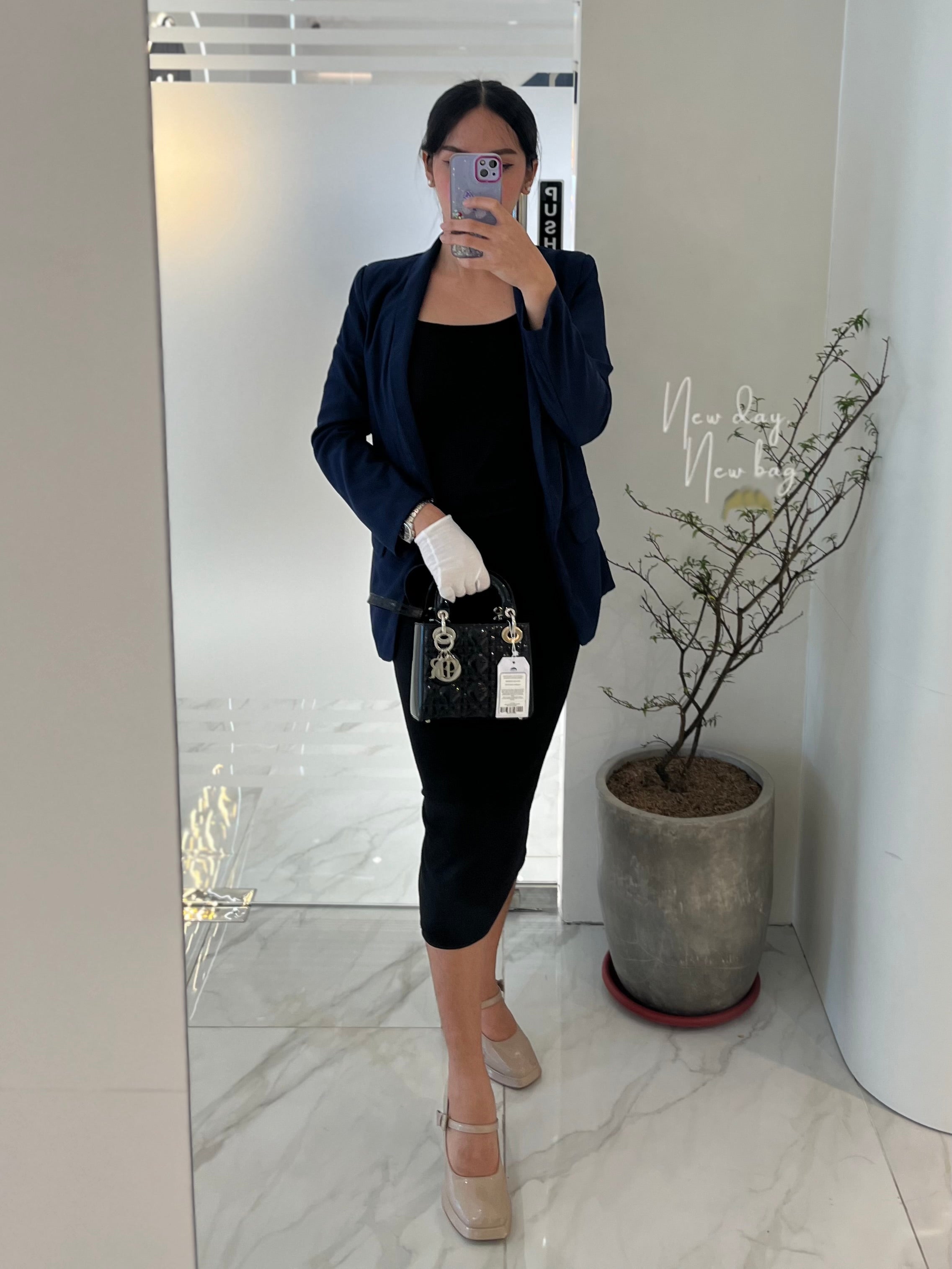 Lady Dior Mini in Black Patent Leather and Silver Hardware | Purse Maison Luxury Bags Shop