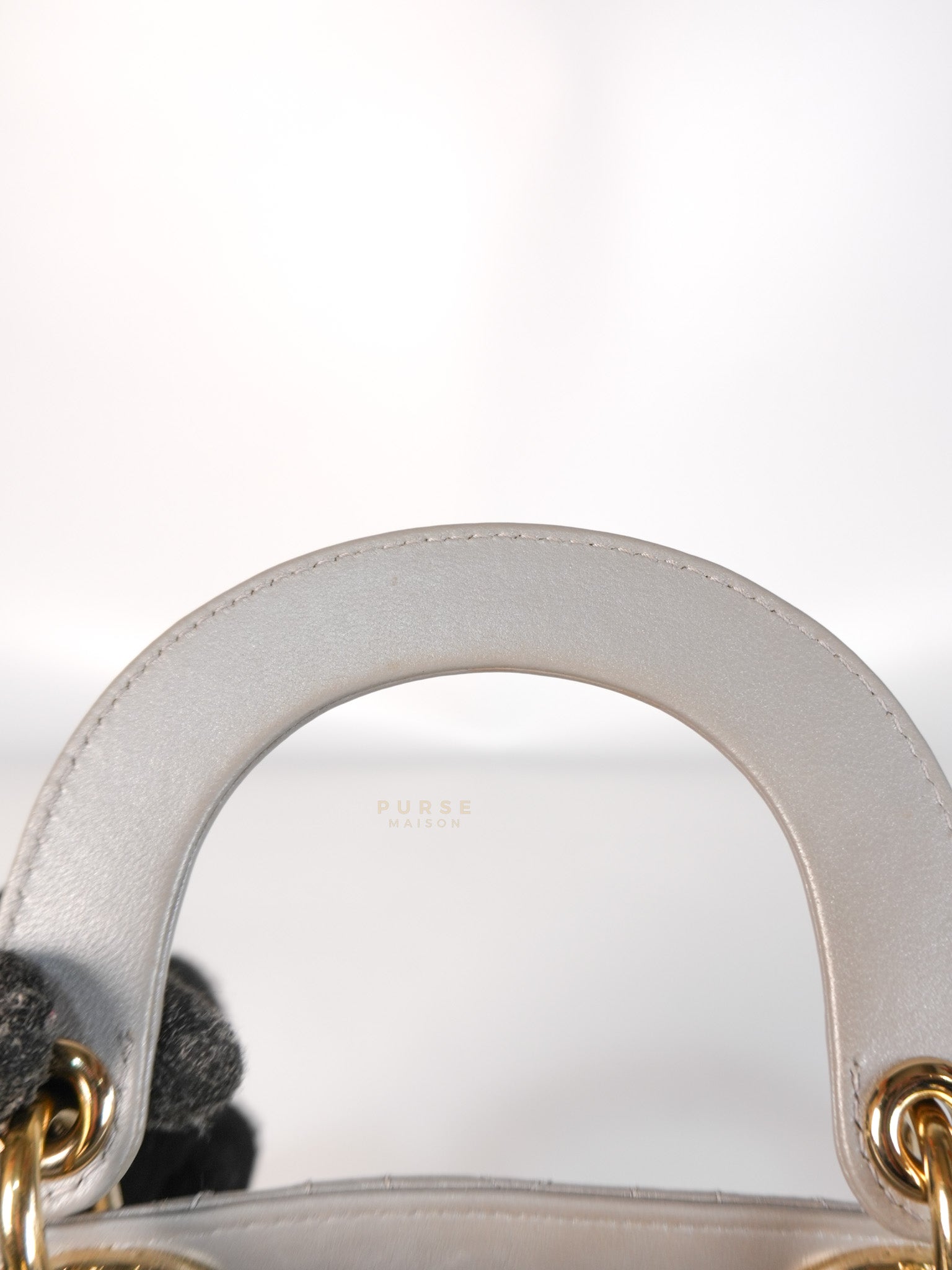 Lady Dior Mini in Gray Cannage Lambskin Leather Light Gold Hardware | Purse Maison Luxury Bags Shop