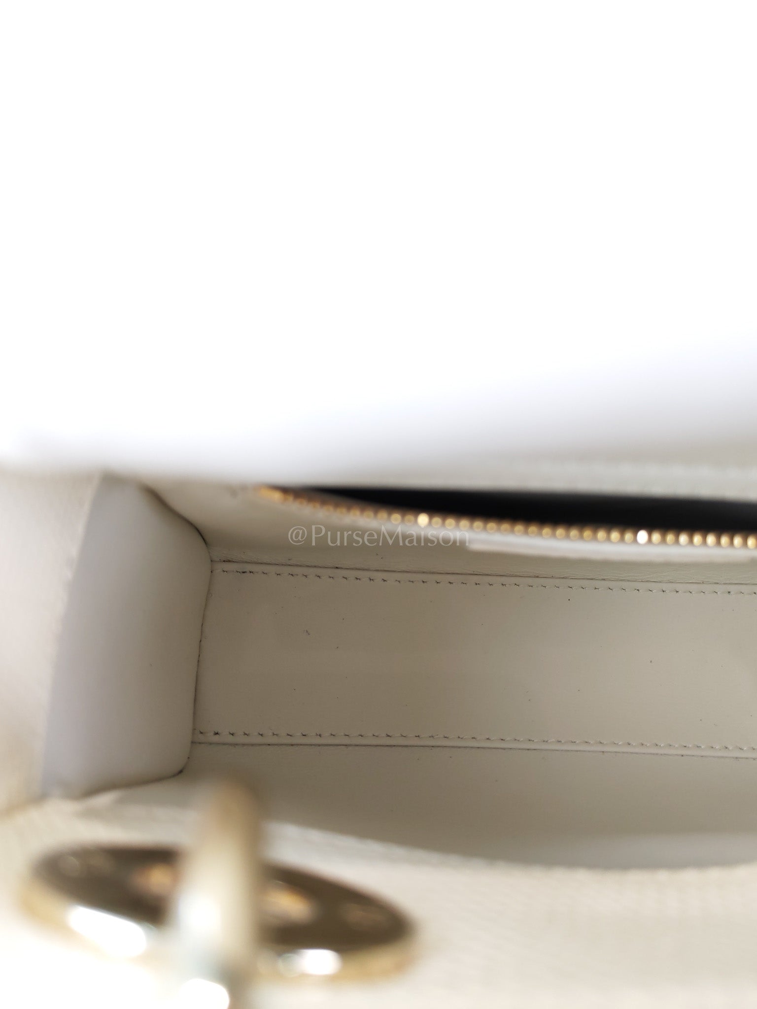 Lady Dior Mini in White Lizzard Leather & Light Gold Hardware | Purse Maison Luxury Bags Shop