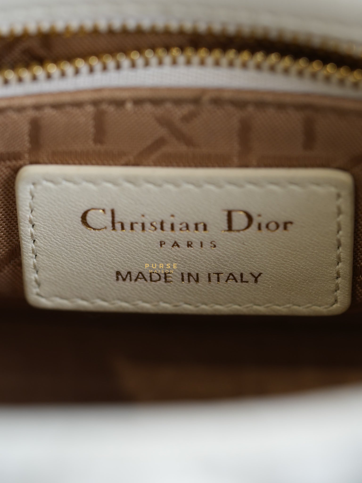 Lady Dior Mini White Lambskin Leather in Light Gold Hardware | Purse Maison Luxury Bags Shop