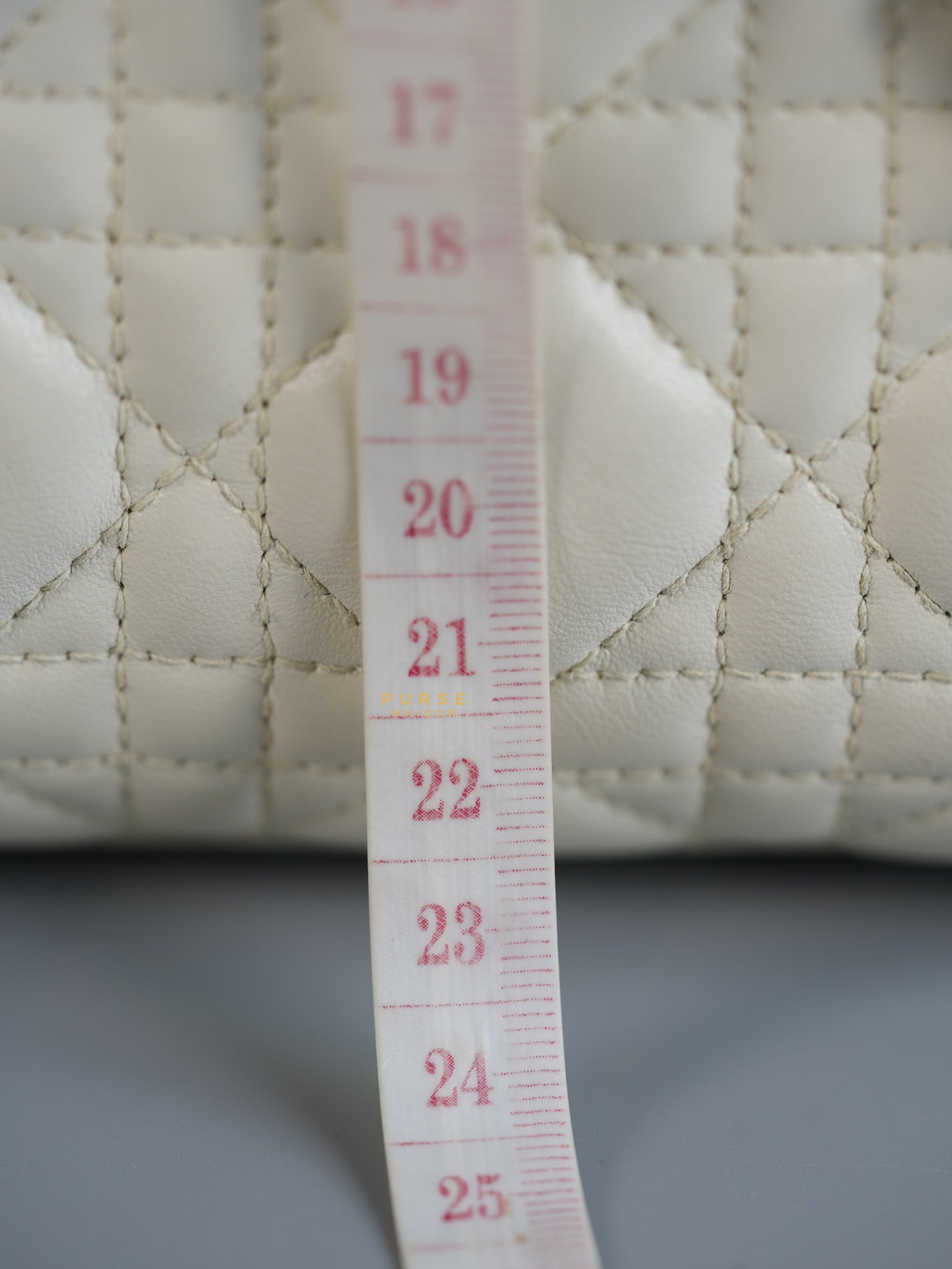 Lady Dior Mini White Lambskin Leather in Light Gold Hardware | Purse Maison Luxury Bags Shop