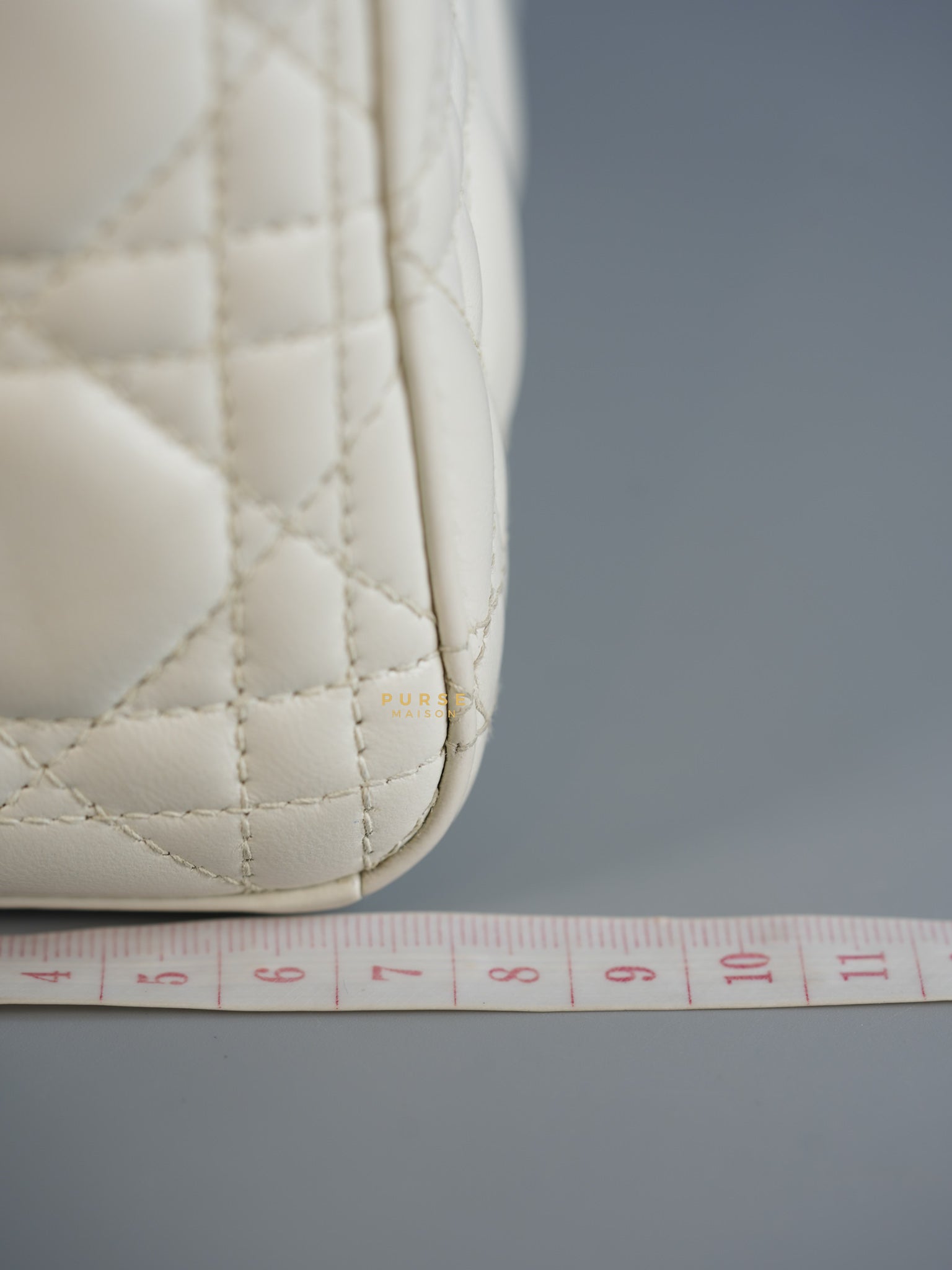 Lady Dior Mini White Lambskin Leather in Light Gold Hardware | Purse Maison Luxury Bags Shop