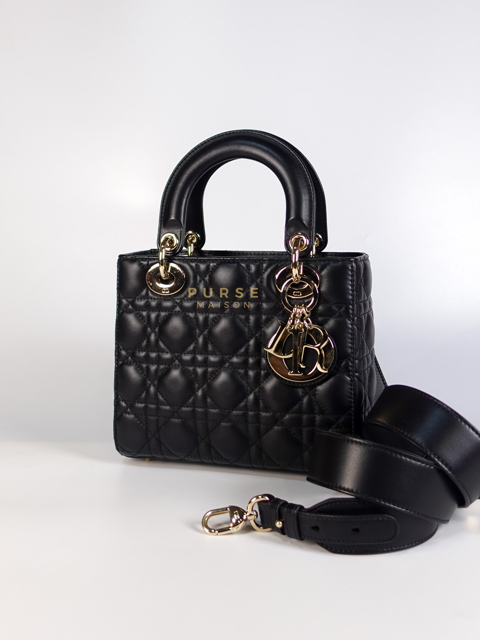 Lady Dior My ABCDior Small Bag in Black Quilted Lambskin Leather & Light Gold Hardware | Purse Maison Luxury Bags Shop