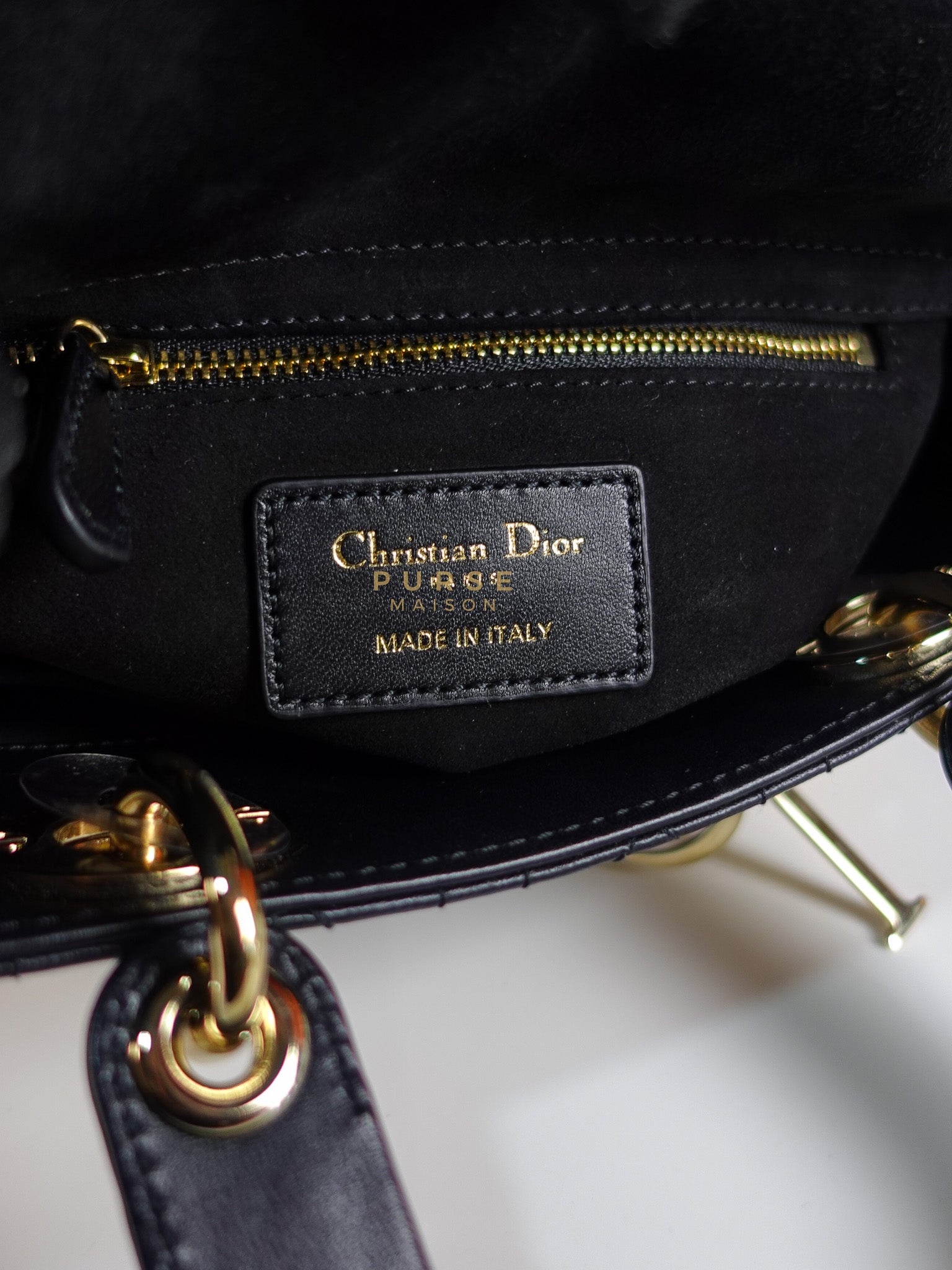 Lady Dior My ABCDior Small Bag in Black Quilted Lambskin Leather & Light Gold Hardware | Purse Maison Luxury Bags Shop