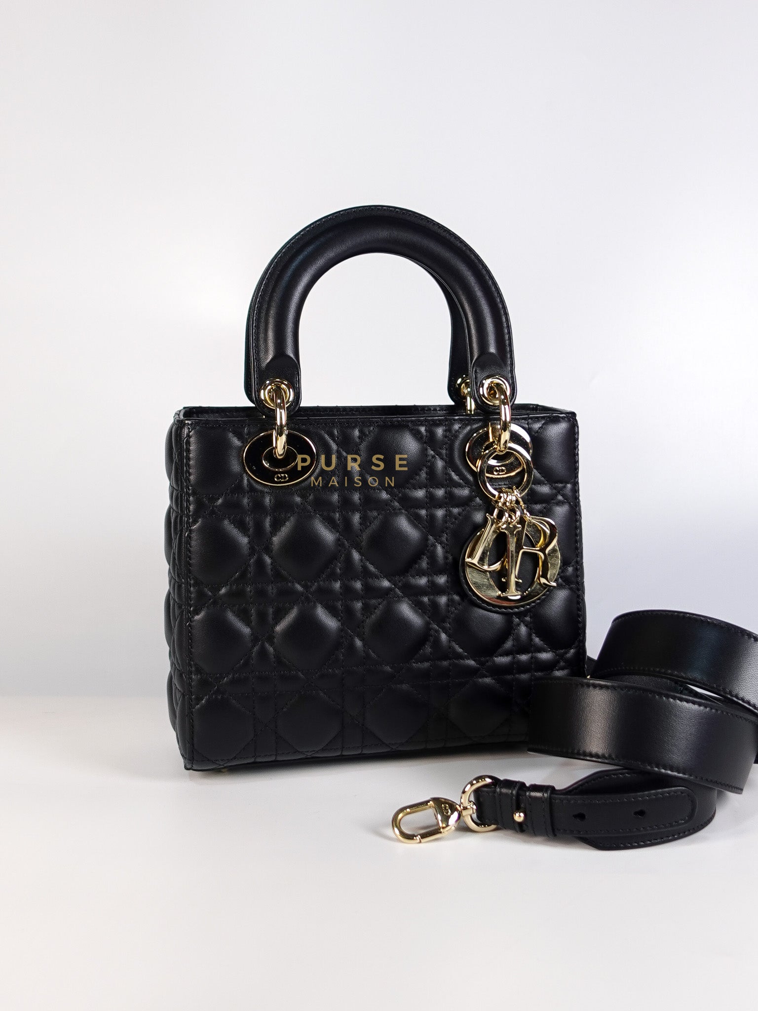 Lady Dior My ABCDior Small Bag in Black Quilted Lambskin Leather & Light Gold Hardware | Purse Maison Luxury Bags Shop