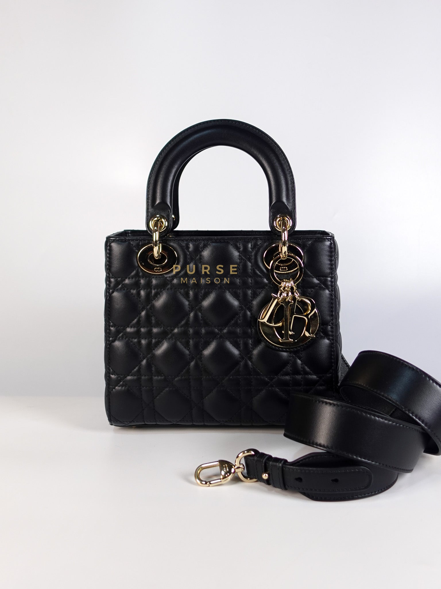Lady Dior My ABCDior Small Bag in Black Quilted Lambskin Leather & Light Gold Hardware | Purse Maison Luxury Bags Shop