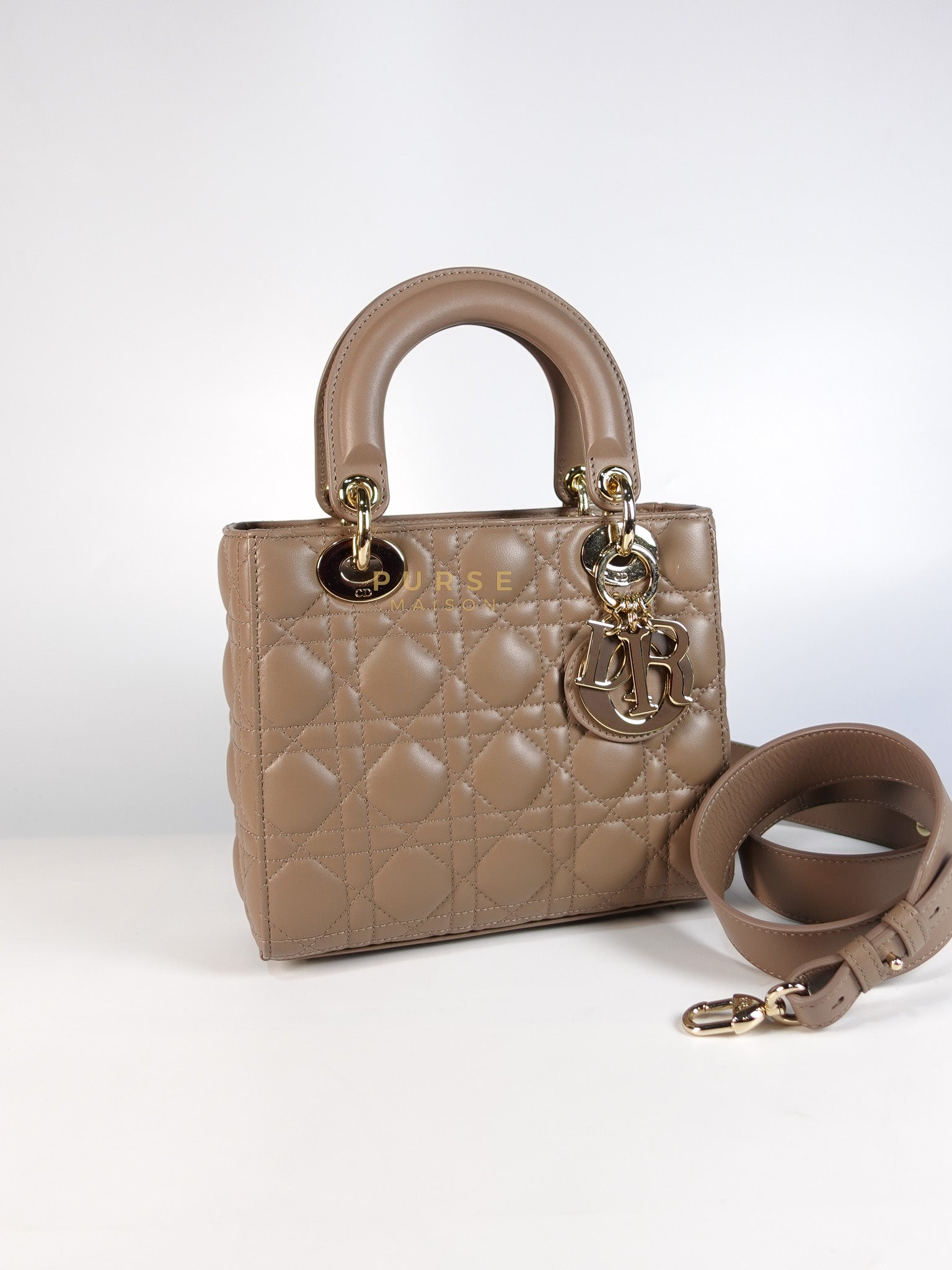 Lady Dior My ABCDior Small Bag in Taupe Quilted Lambskin Leather & Gold Hardware | Purse Maison Luxury Bags Shop