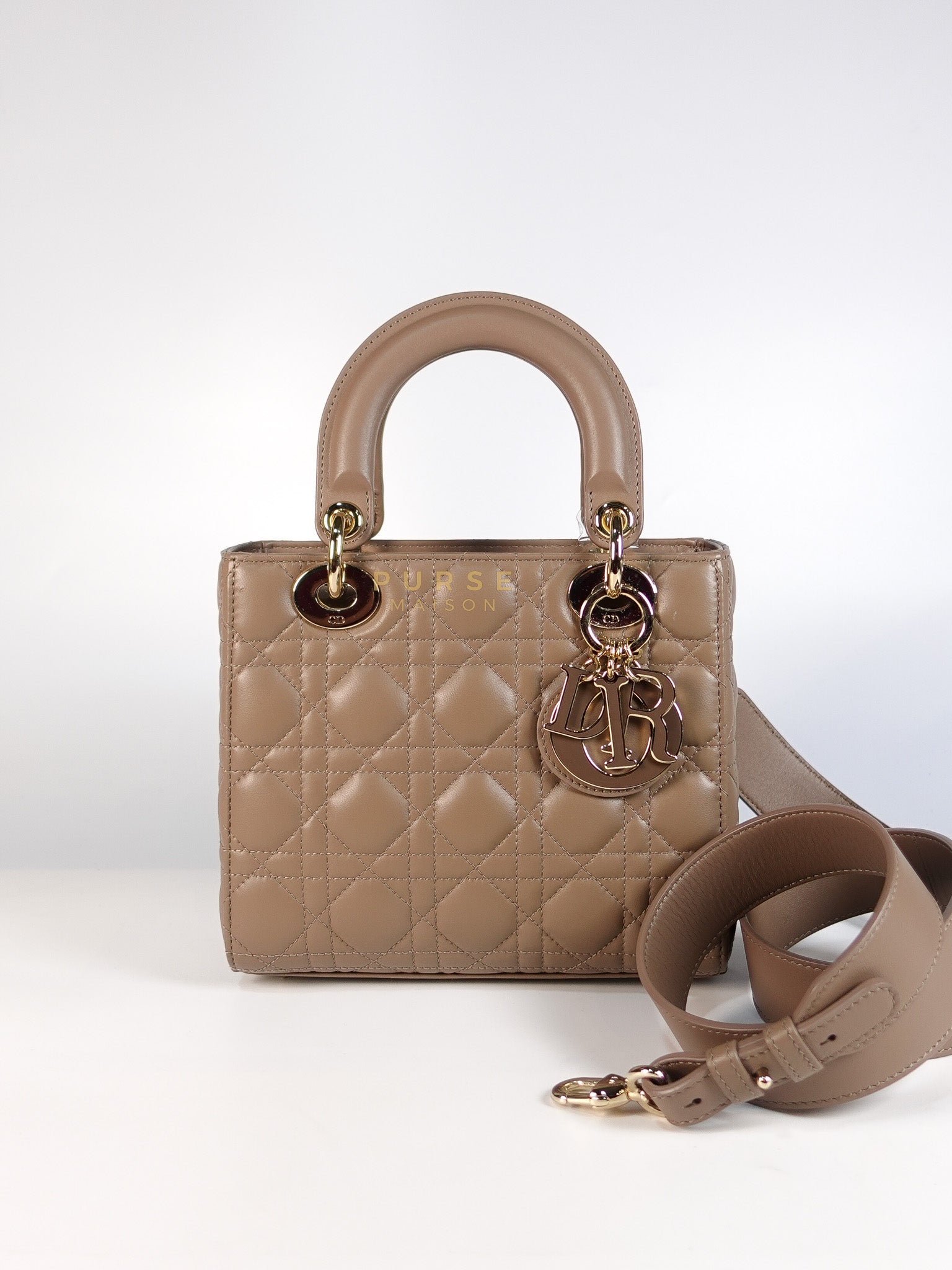 Lady Dior My ABCDior Small Bag in Taupe Quilted Lambskin Leather & Gold Hardware | Purse Maison Luxury Bags Shop