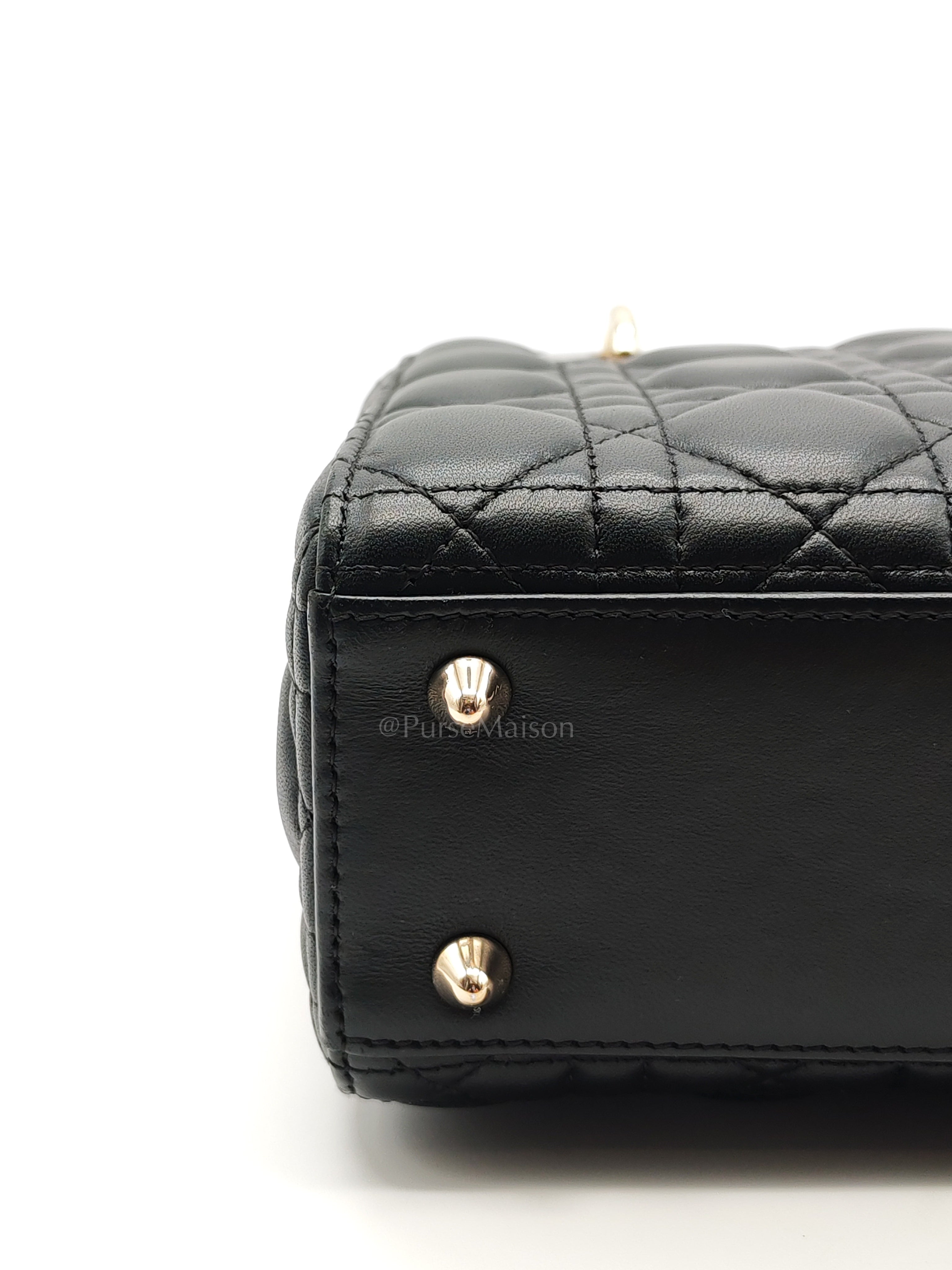 Lady Dior My ABCDior Small in Black Quilted Cannage Lambskin Leather & Light Gold Hardware | Purse Maison Luxury Bags Shop