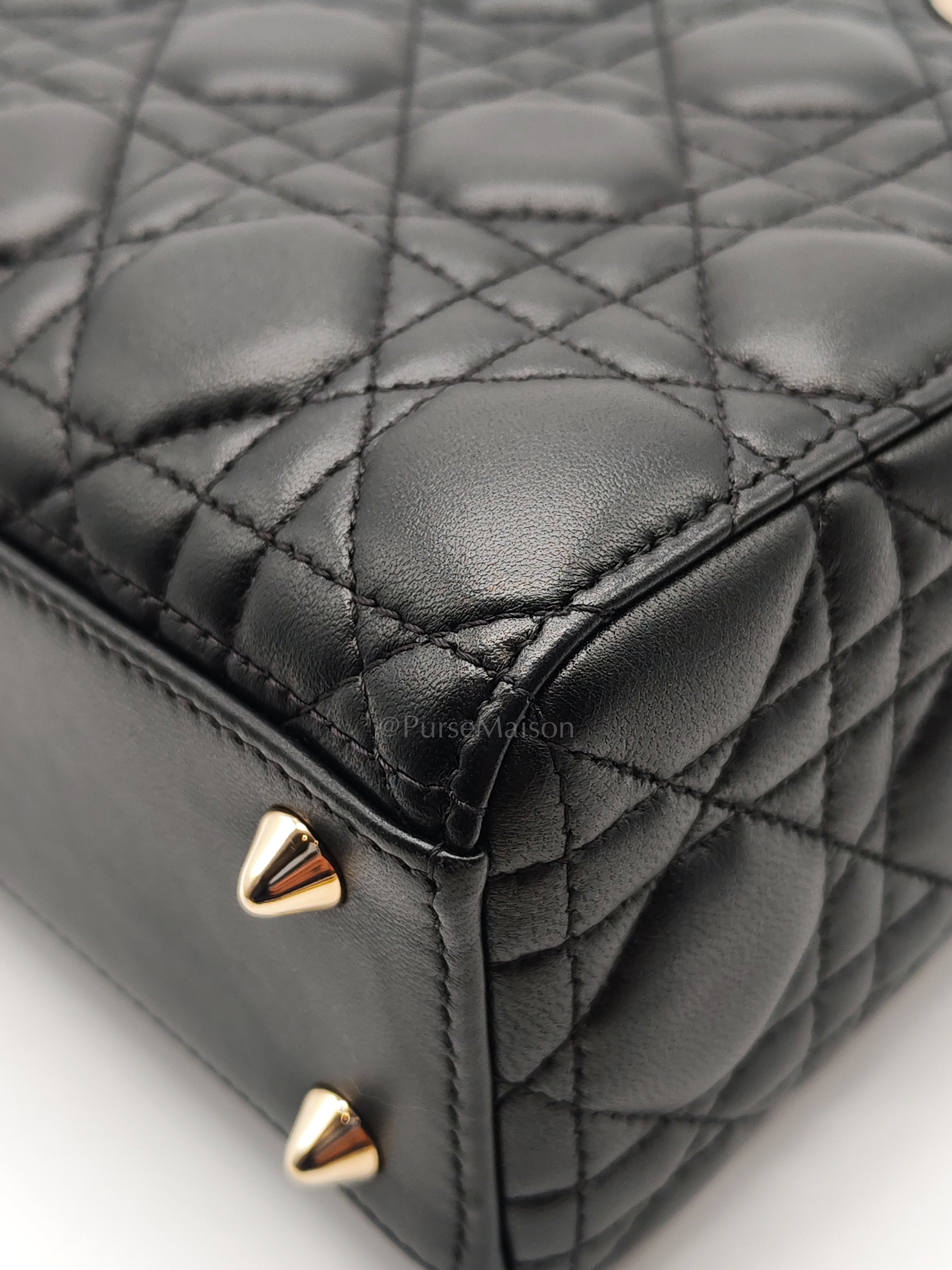 Lady Dior My ABCDior Small in Black Quilted Cannage Lambskin Leather & Light Gold Hardware | Purse Maison Luxury Bags Shop